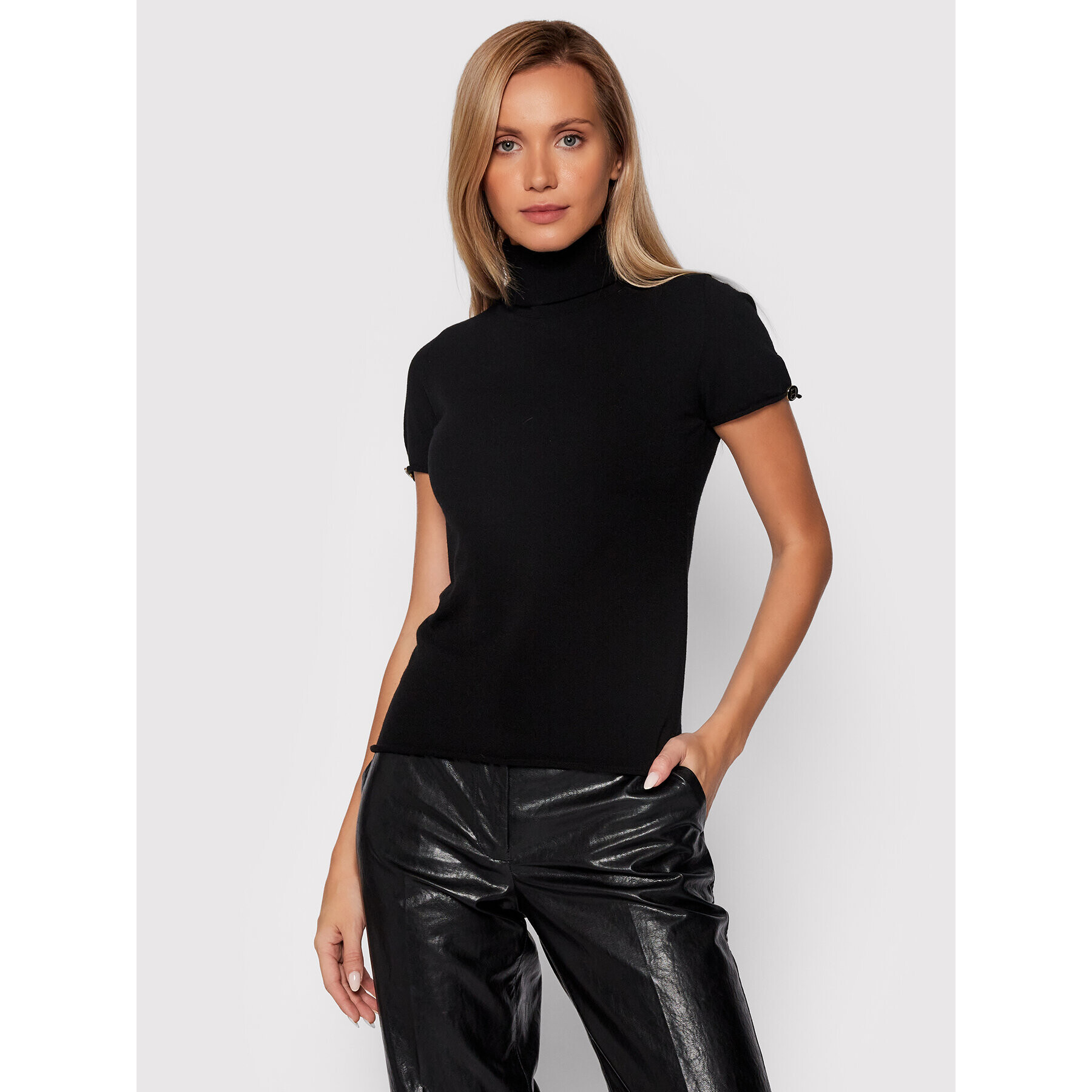 TWINSET Bluză cu gât 212TP3102 Negru Regular Fit - Pled.ro