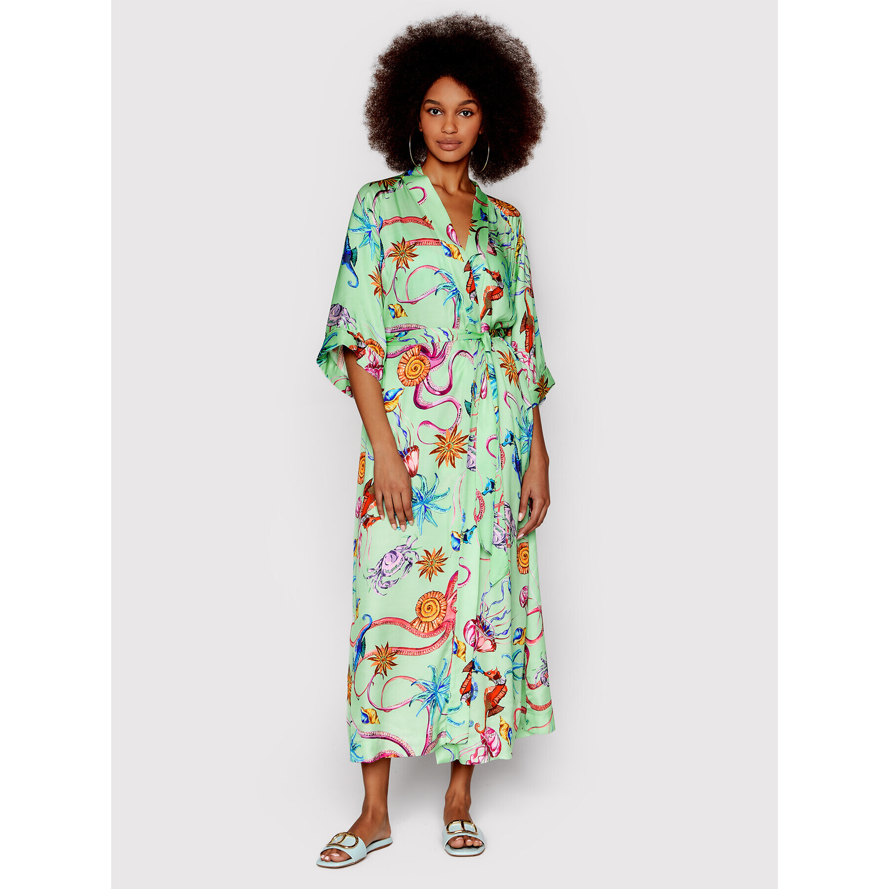 TWINSET Kimono 221LB2MCC Verde Relaxed Fit - Pled.ro