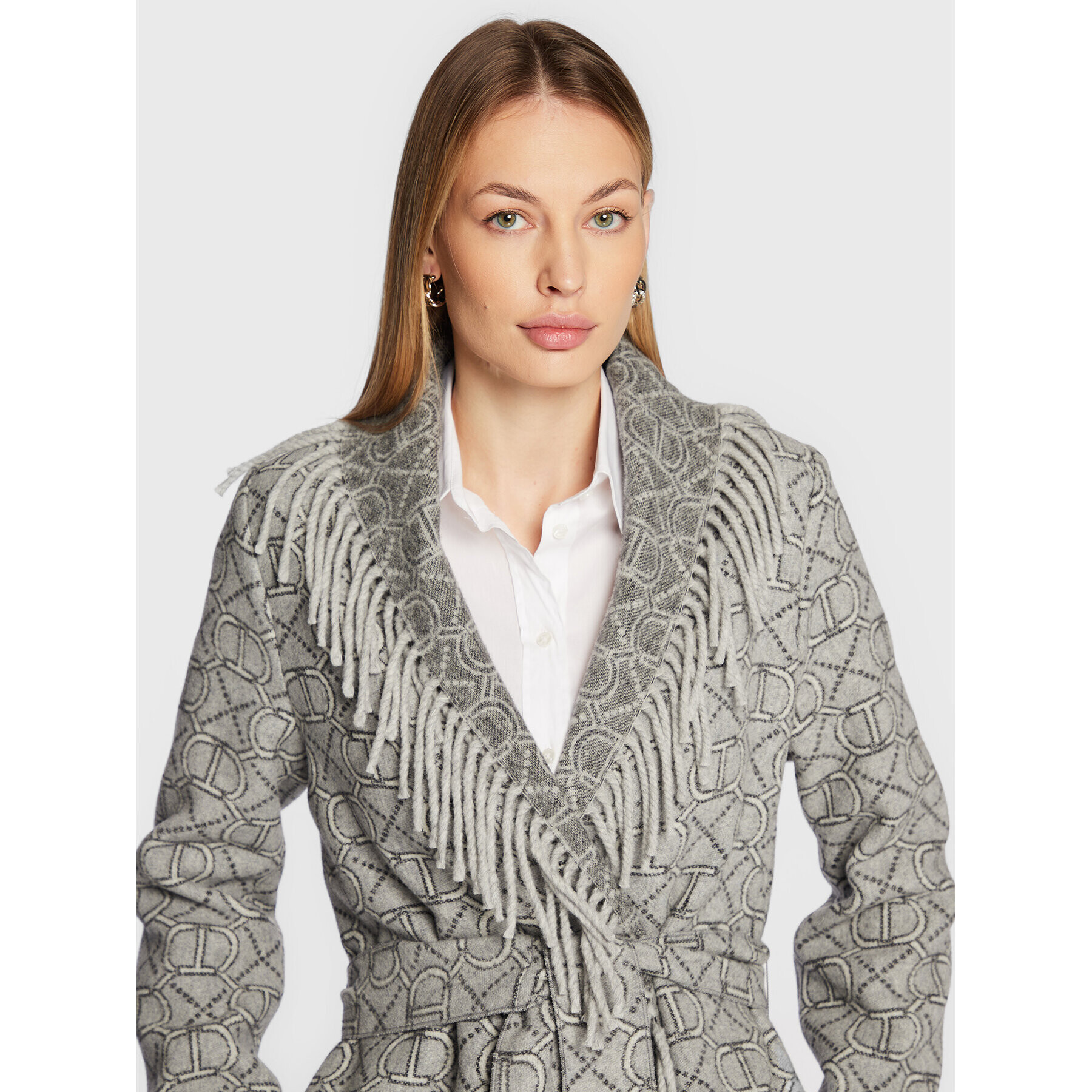 TWINSET Palton de lână 222TT2290 Gri Regular Fit - Pled.ro