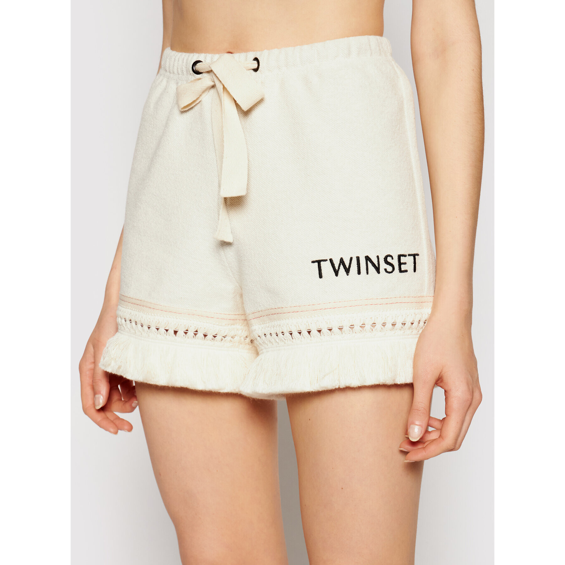 TWINSET Pantalon scurți din material 211LL2VJJ Bej Regular Fit - Pled.ro