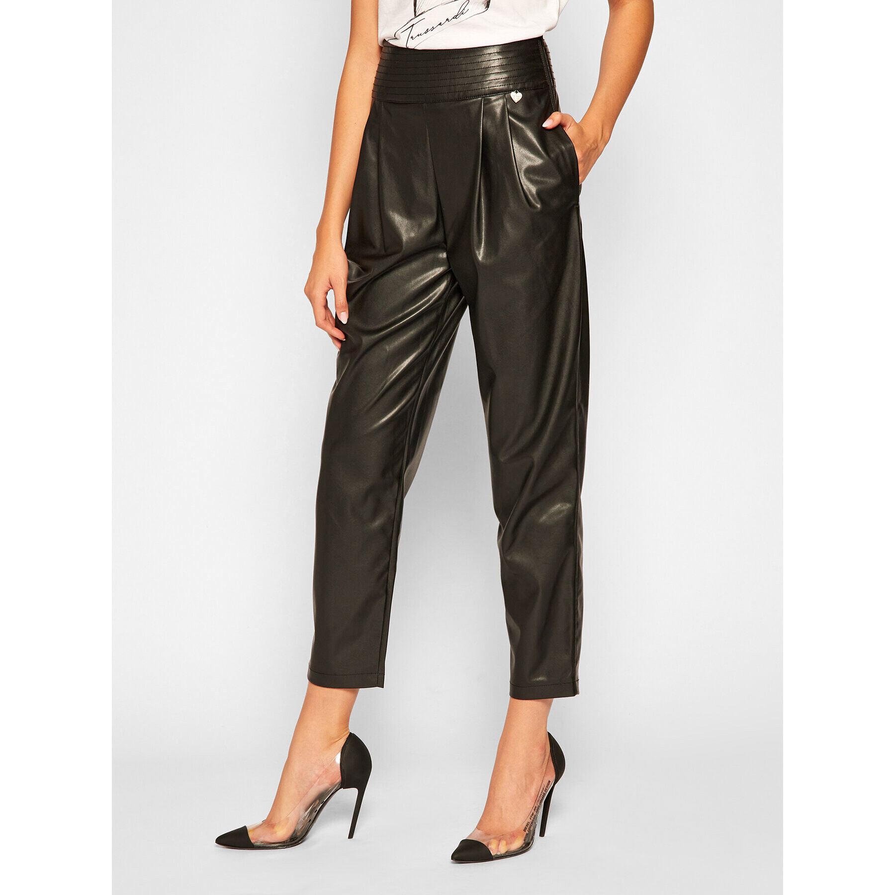 TWINSET Pantaloni din imitație de piele 202TP2061 Negru Regular Fit - Pled.ro