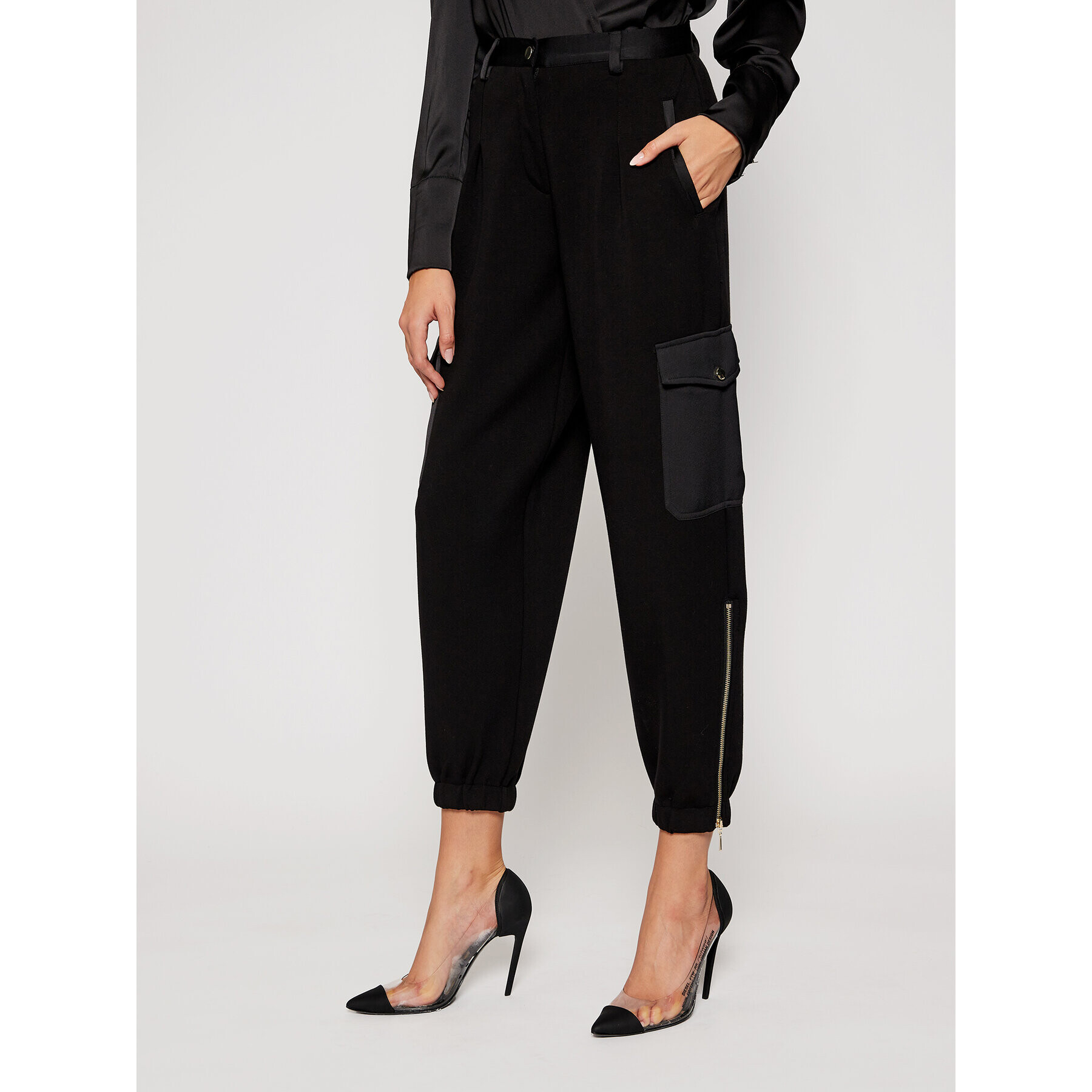 TWINSET Pantaloni din material 202TT2T24 Negru Regular Fit - Pled.ro