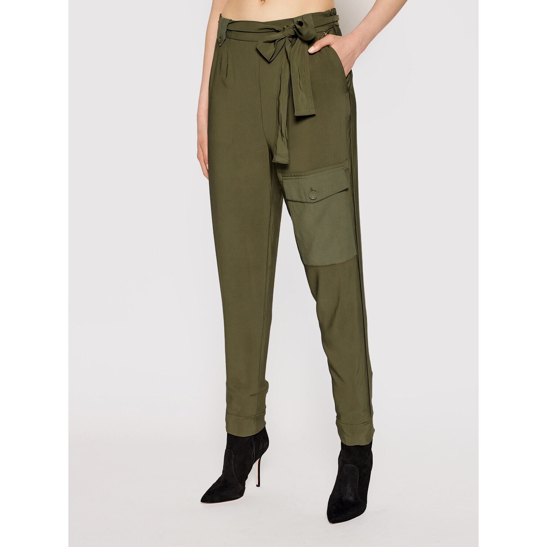 TWINSET Pantaloni din material 211TT2161 Verde Regular Fit - Pled.ro