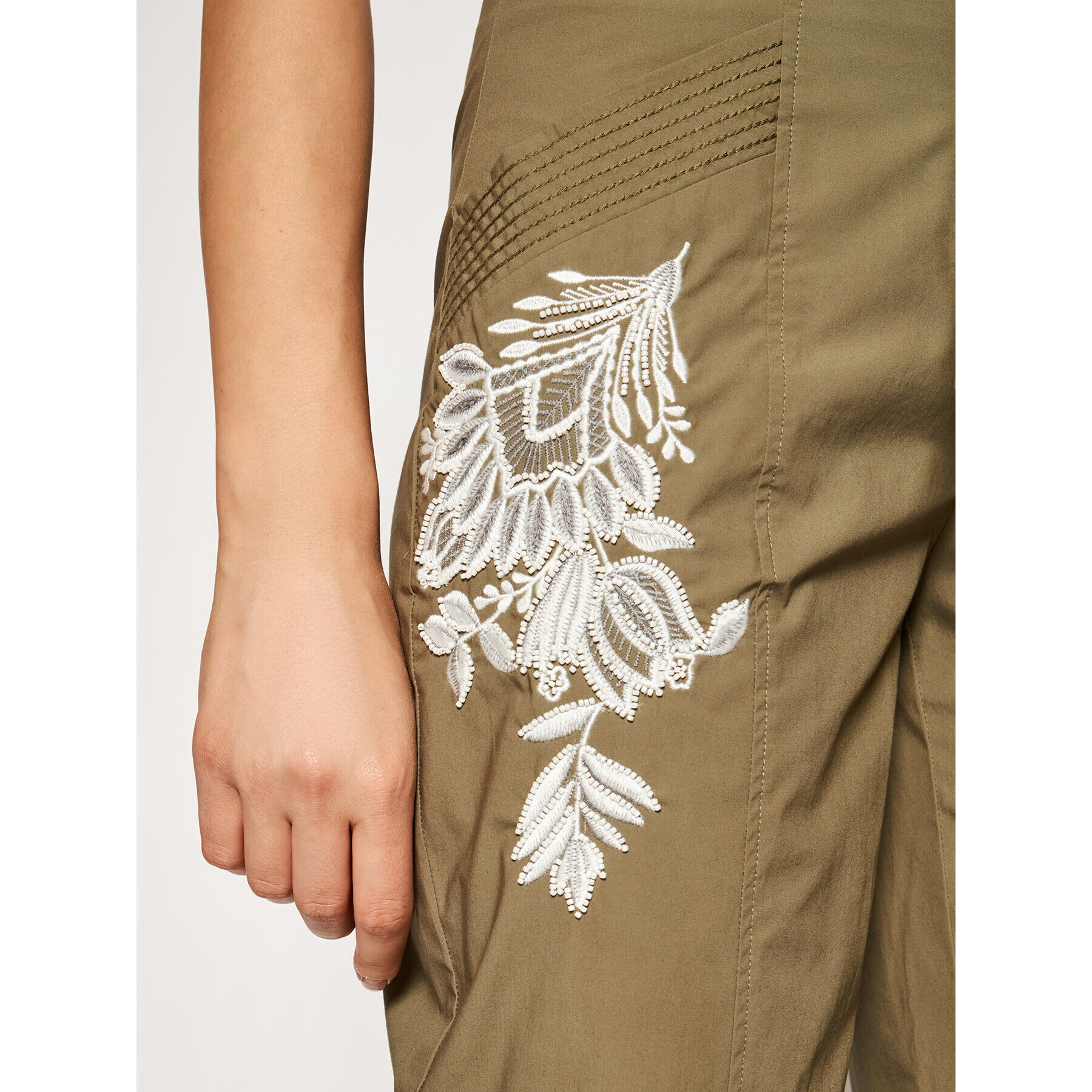 TWINSET Pantaloni din material 211TT2473 Verde Regular Fit - Pled.ro