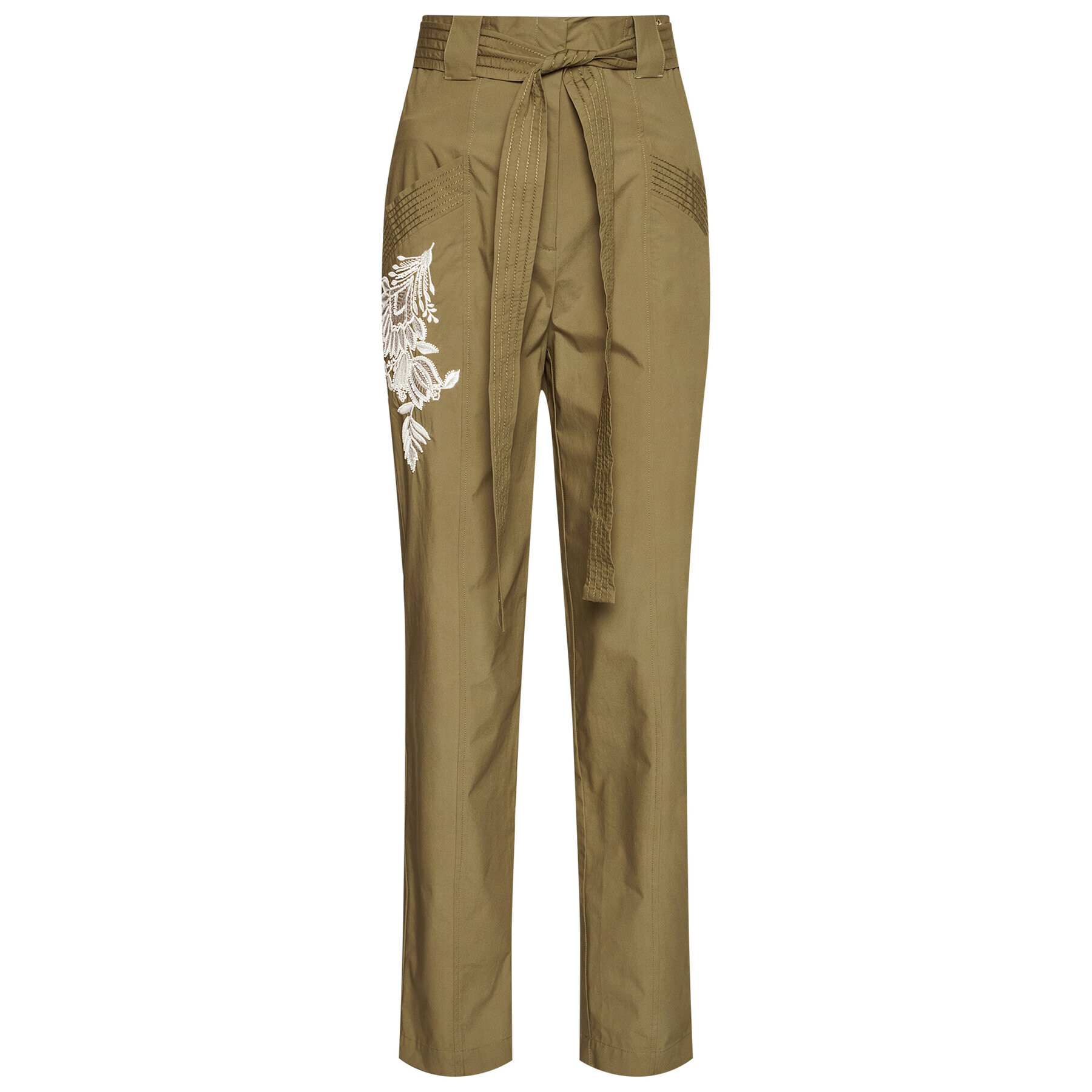 TWINSET Pantaloni din material 211TT2473 Verde Regular Fit - Pled.ro