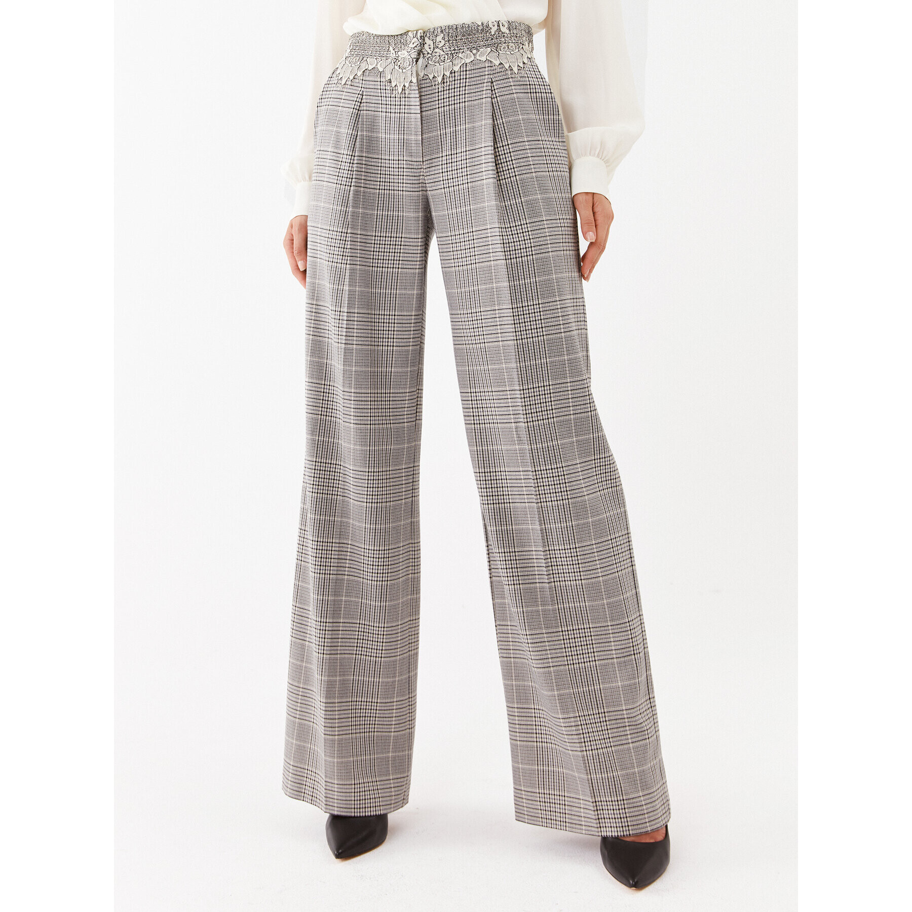 TWINSET Pantaloni din material 232TP2633 Gri Relaxed Fit - Pled.ro