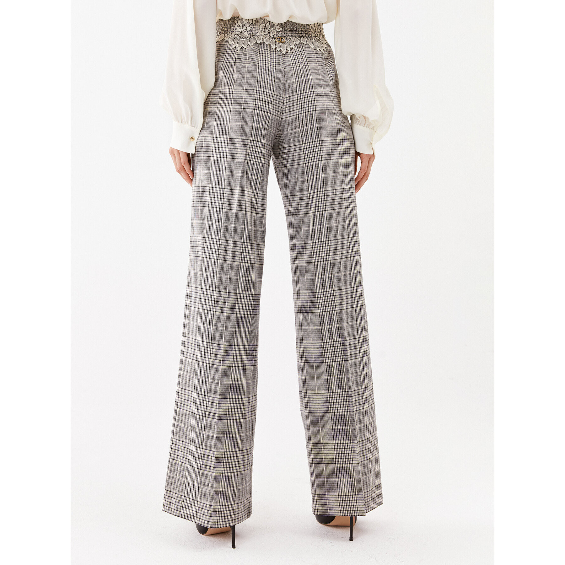 TWINSET Pantaloni din material 232TP2633 Gri Relaxed Fit - Pled.ro