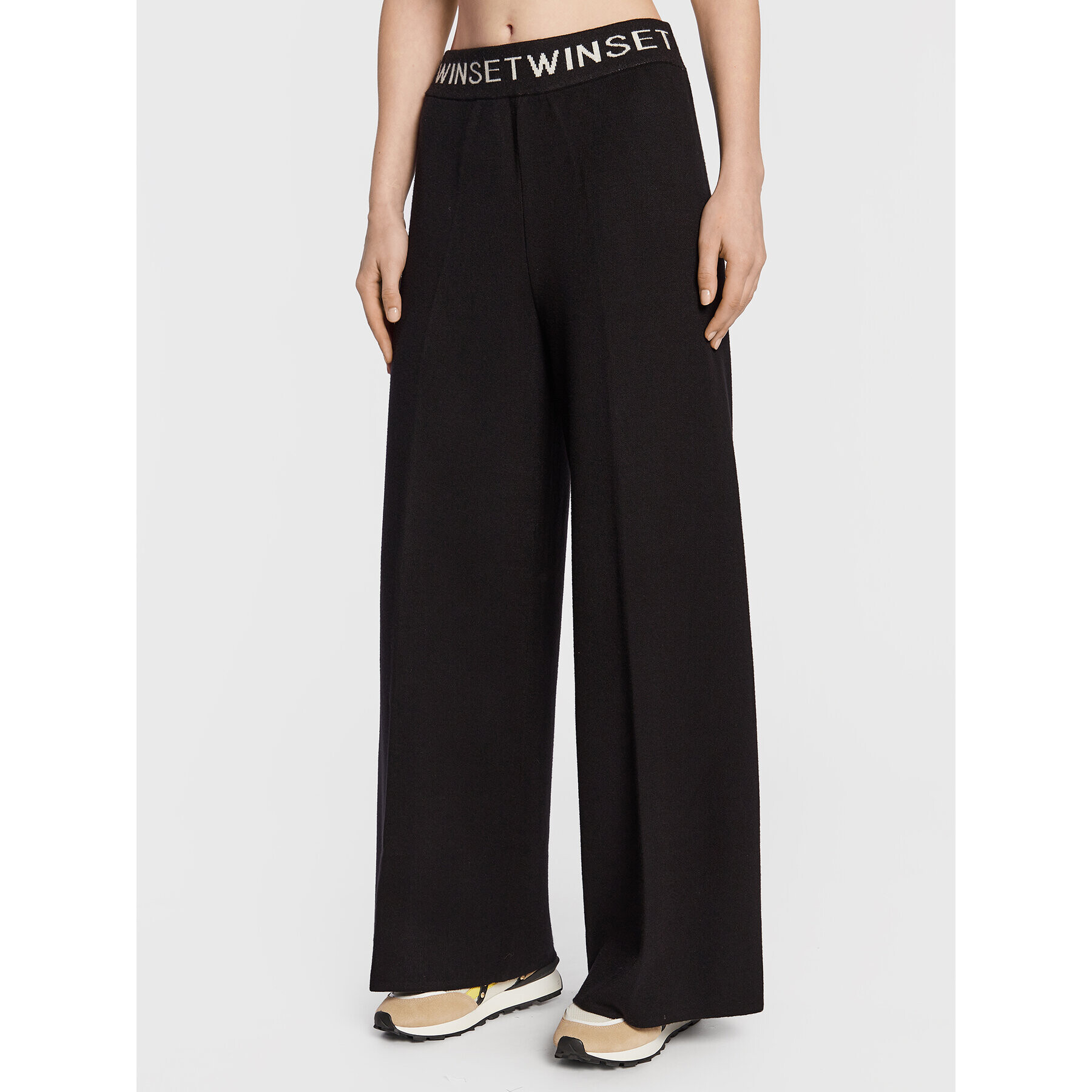 TWINSET Pantaloni tricotați 222TP3432 Negru Relaxed Fit - Pled.ro