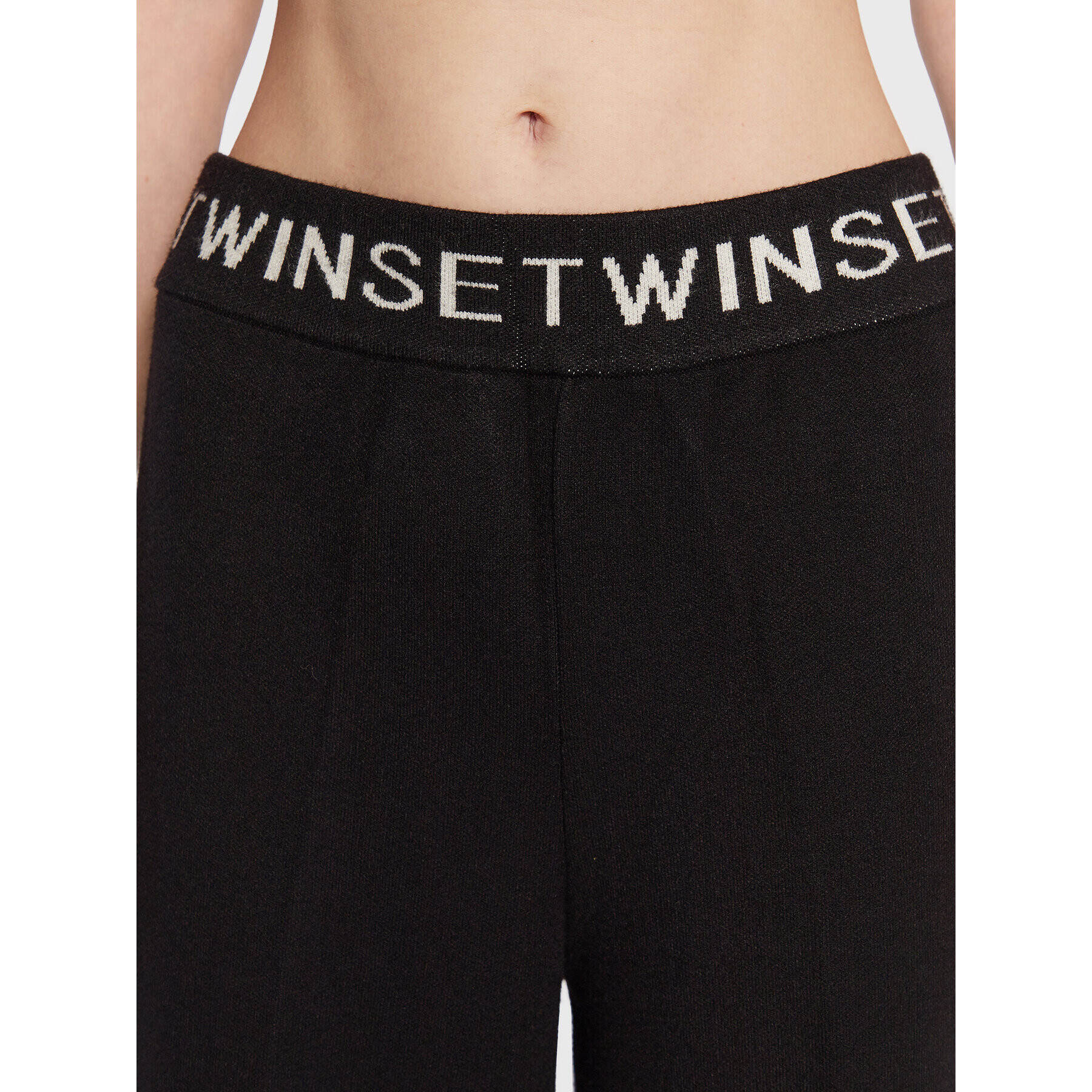 TWINSET Pantaloni tricotați 222TP3432 Negru Relaxed Fit - Pled.ro