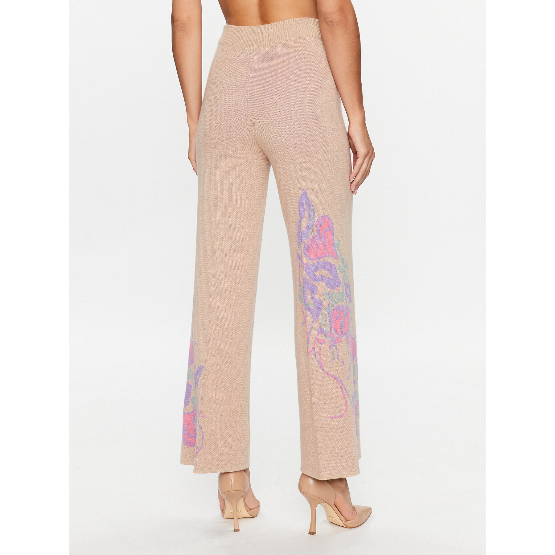 TWINSET Pantaloni tricotați 232TP3681 Bej Wide Leg - Pled.ro