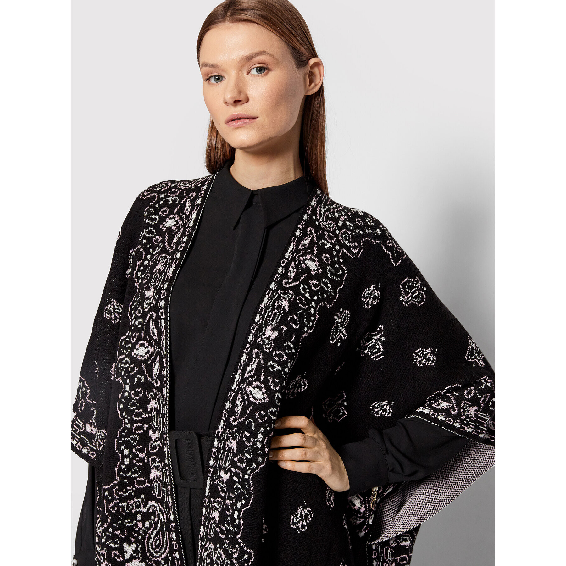 TWINSET Poncho 221TA406F Negru Oversize - Pled.ro