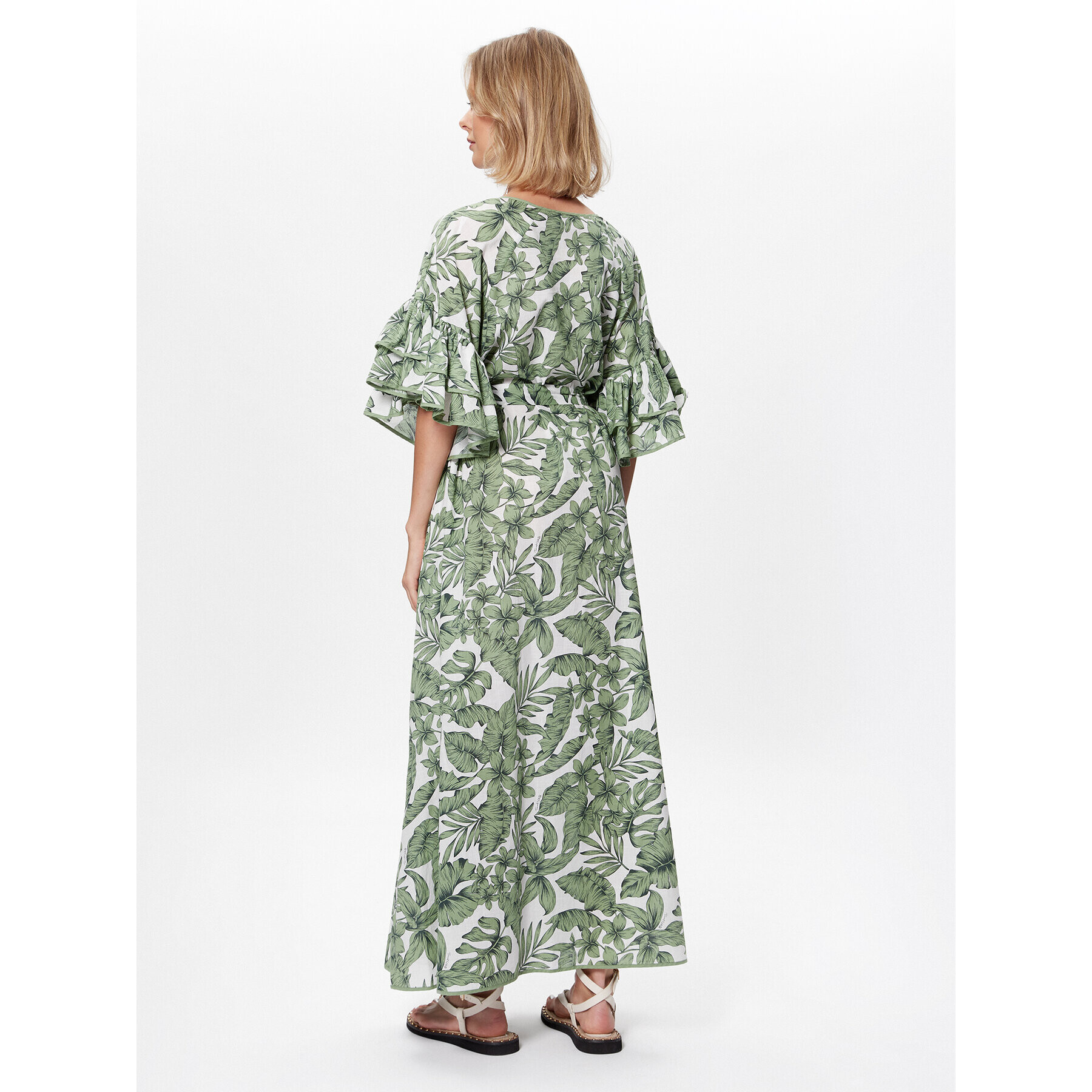 TWINSET Rochie de vară 231LM2PDD Verde Relaxed Fit - Pled.ro