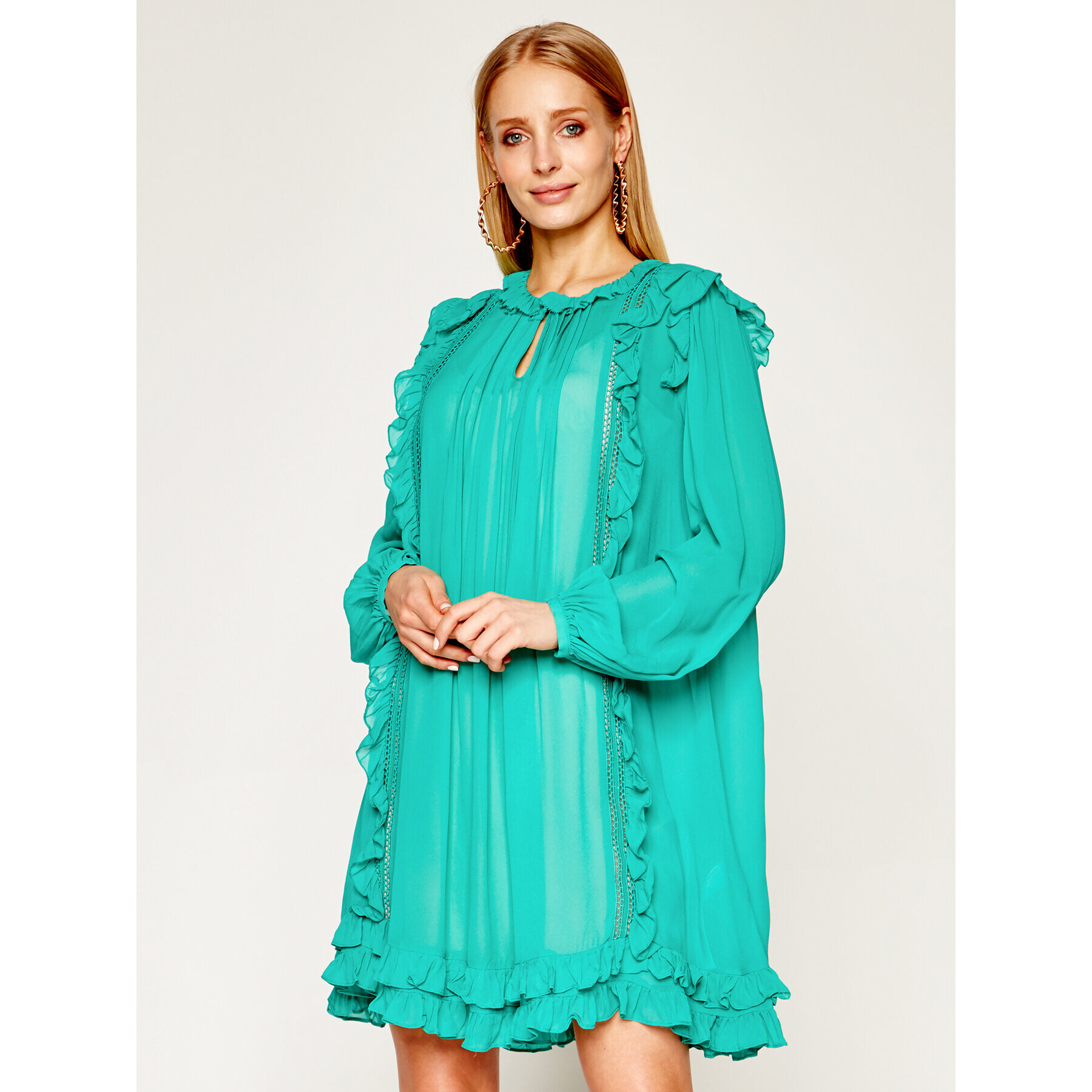 TWINSET Rochie de zi 201TT2352 Verde Slim Fit - Pled.ro