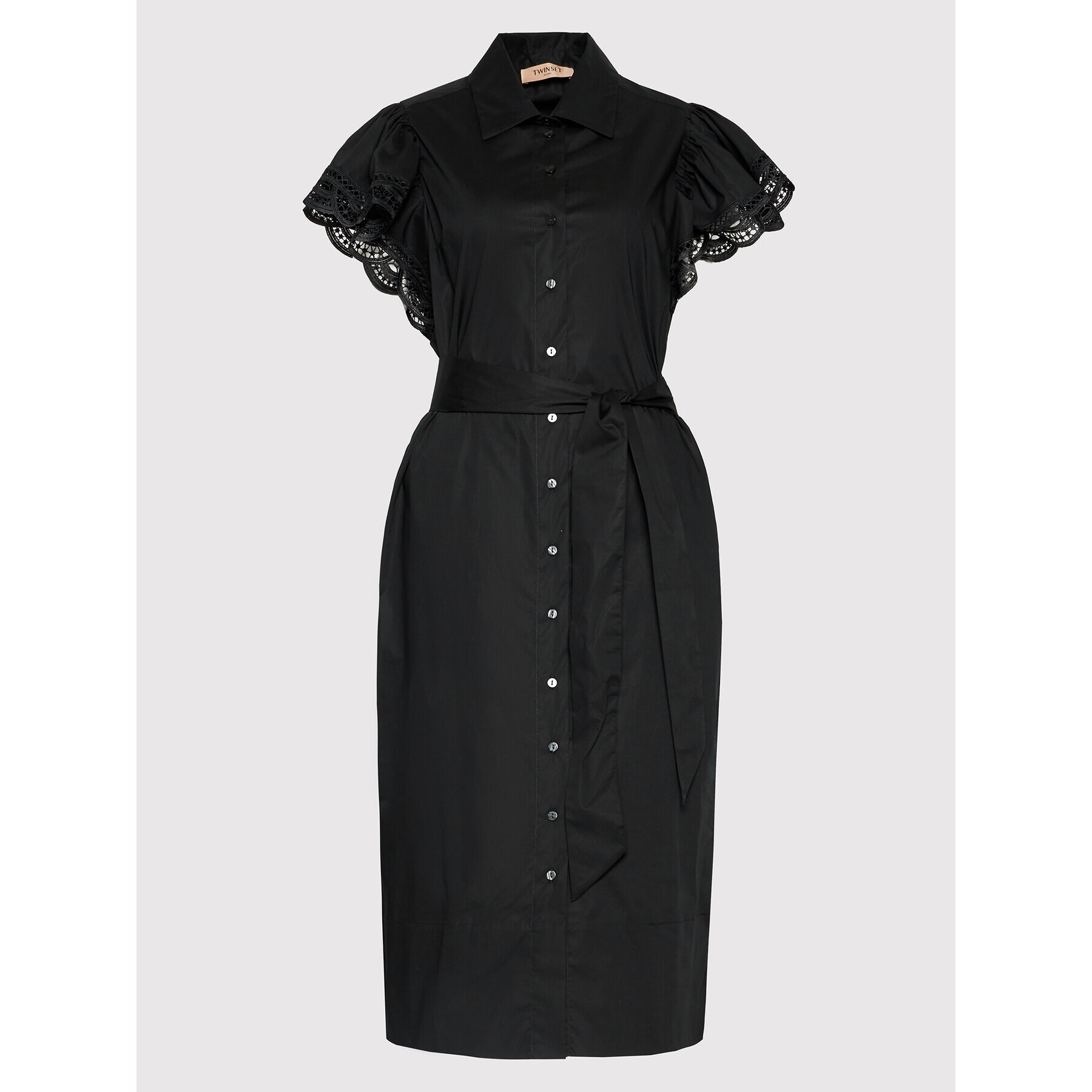 TWINSET Rochie tip cămașă 221TT2130 Negru Straight Fit - Pled.ro