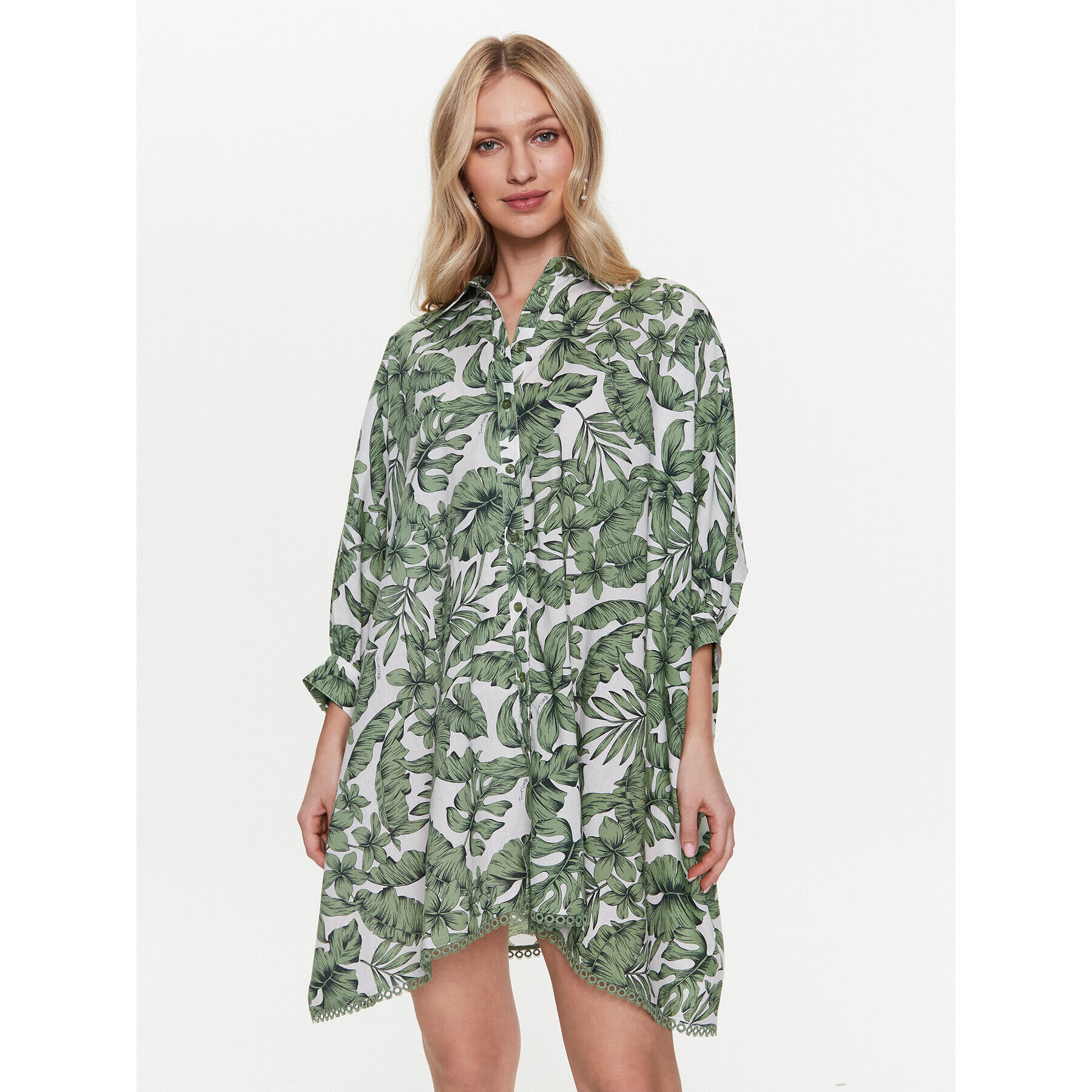 TWINSET Rochie tip cămașă 231LM2PAA Verde Relaxed Fit - Pled.ro