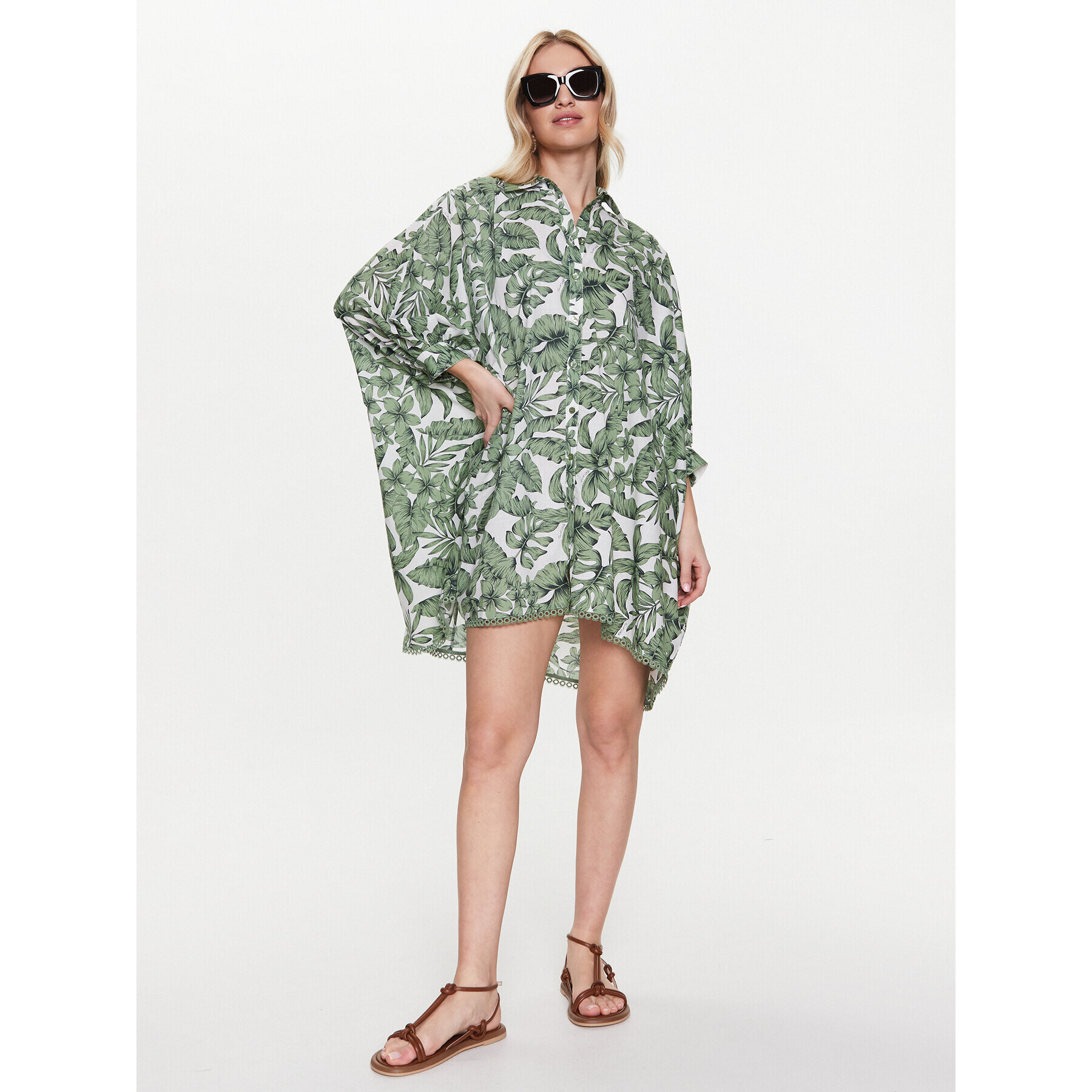 TWINSET Rochie tip cămașă 231LM2PAA Verde Relaxed Fit - Pled.ro