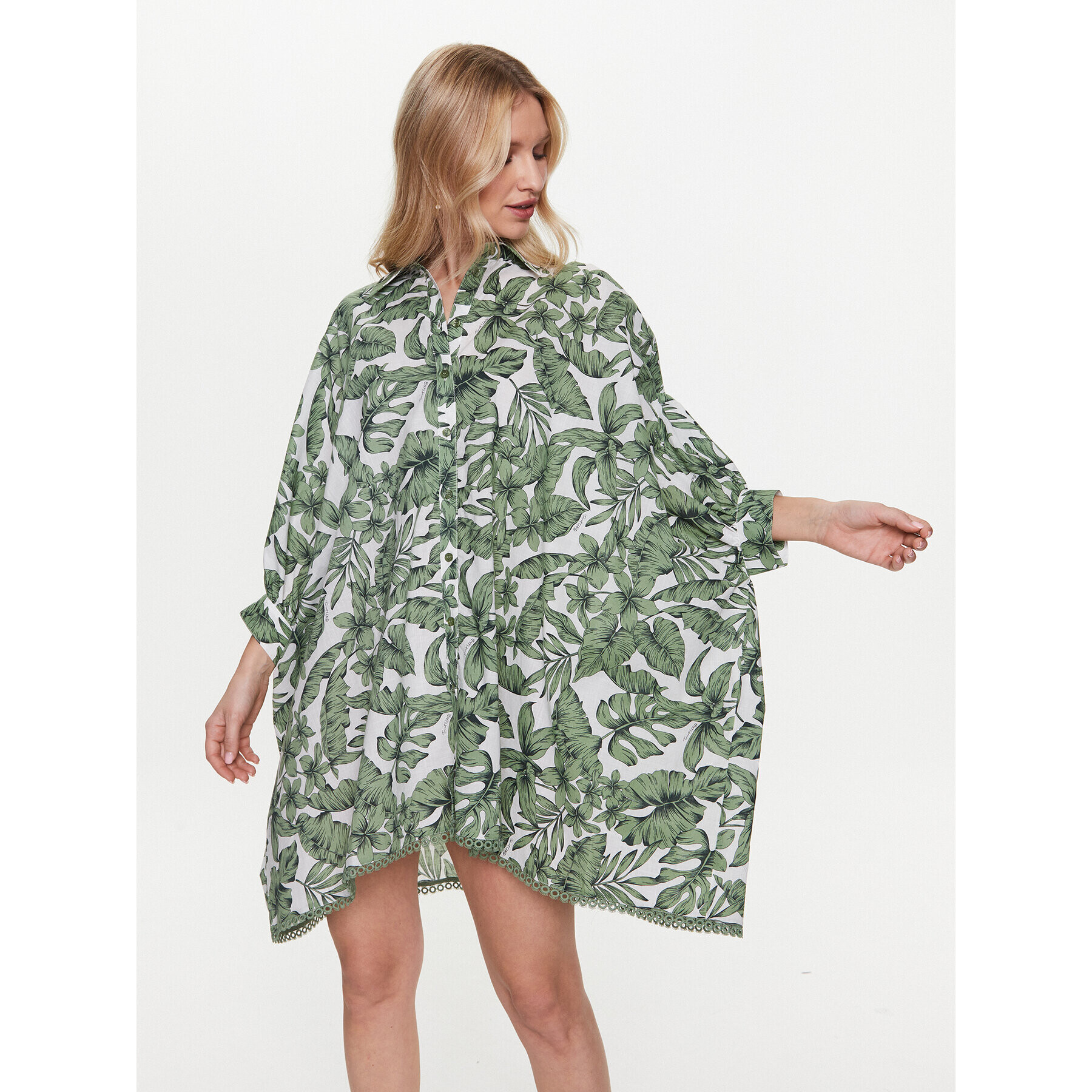 TWINSET Rochie tip cămașă 231LM2PAA Verde Relaxed Fit - Pled.ro