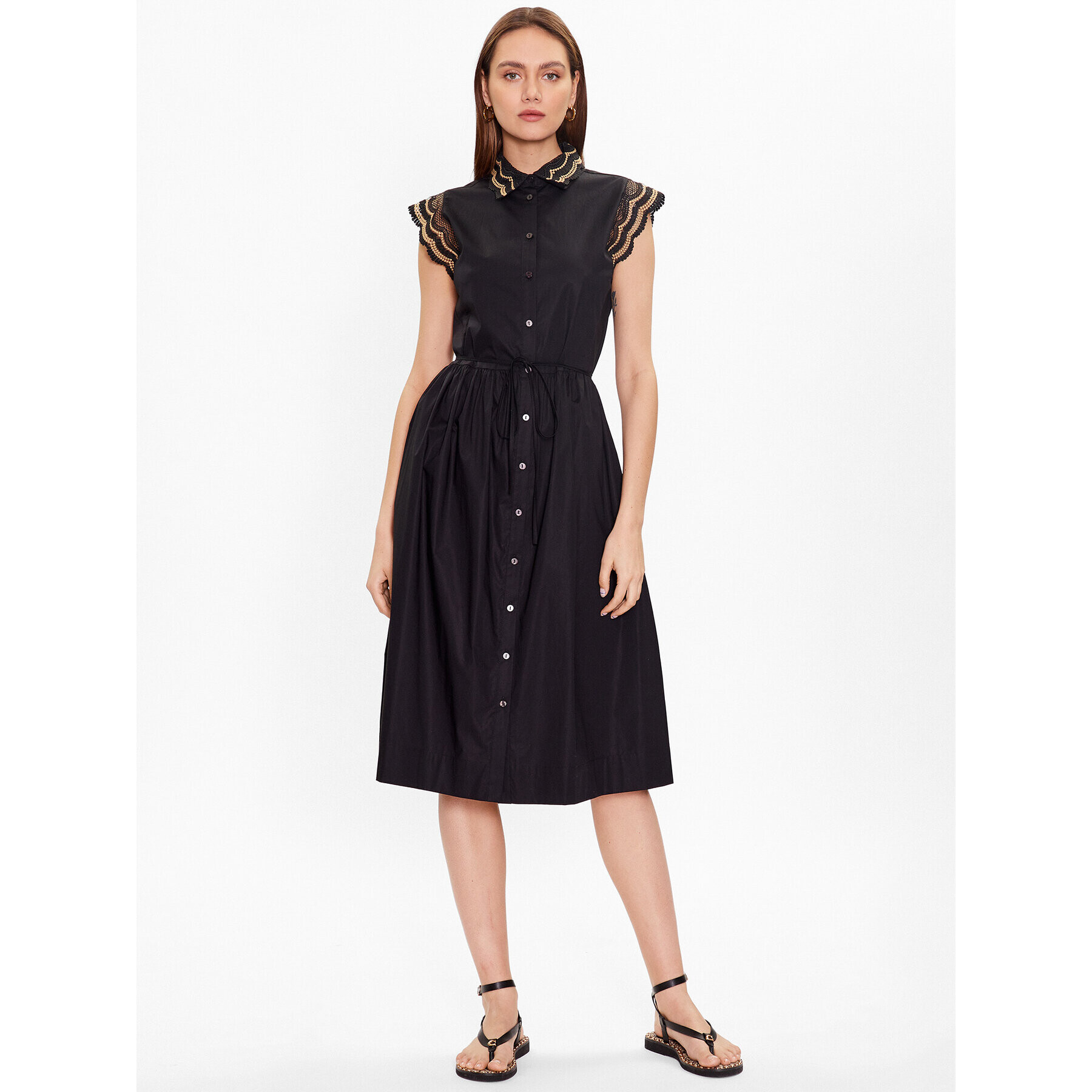 TWINSET Rochie tip cămașă 231TT2120 Negru Regular Fit - Pled.ro