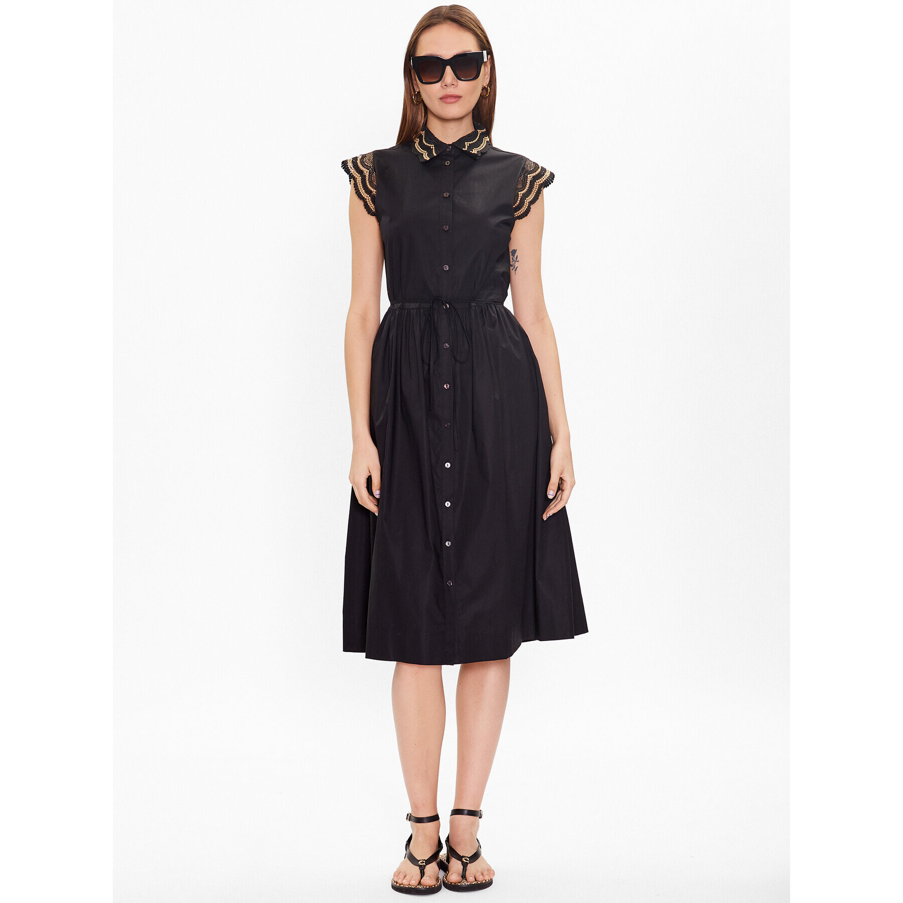 TWINSET Rochie tip cămașă 231TT2120 Negru Regular Fit - Pled.ro