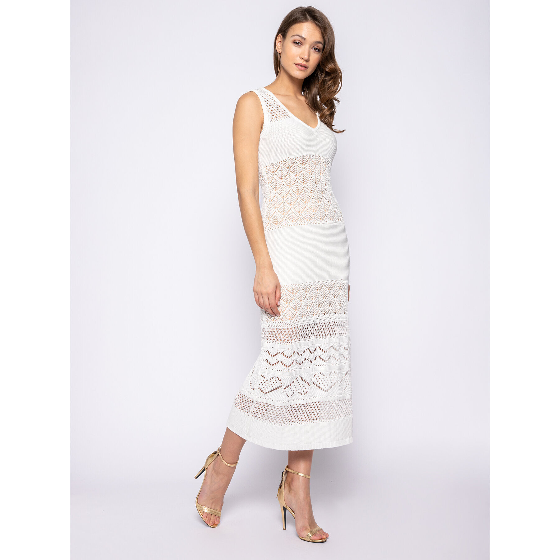 TWINSET Rochie tricotată 201LM3AAA Alb Regular Fit - Pled.ro