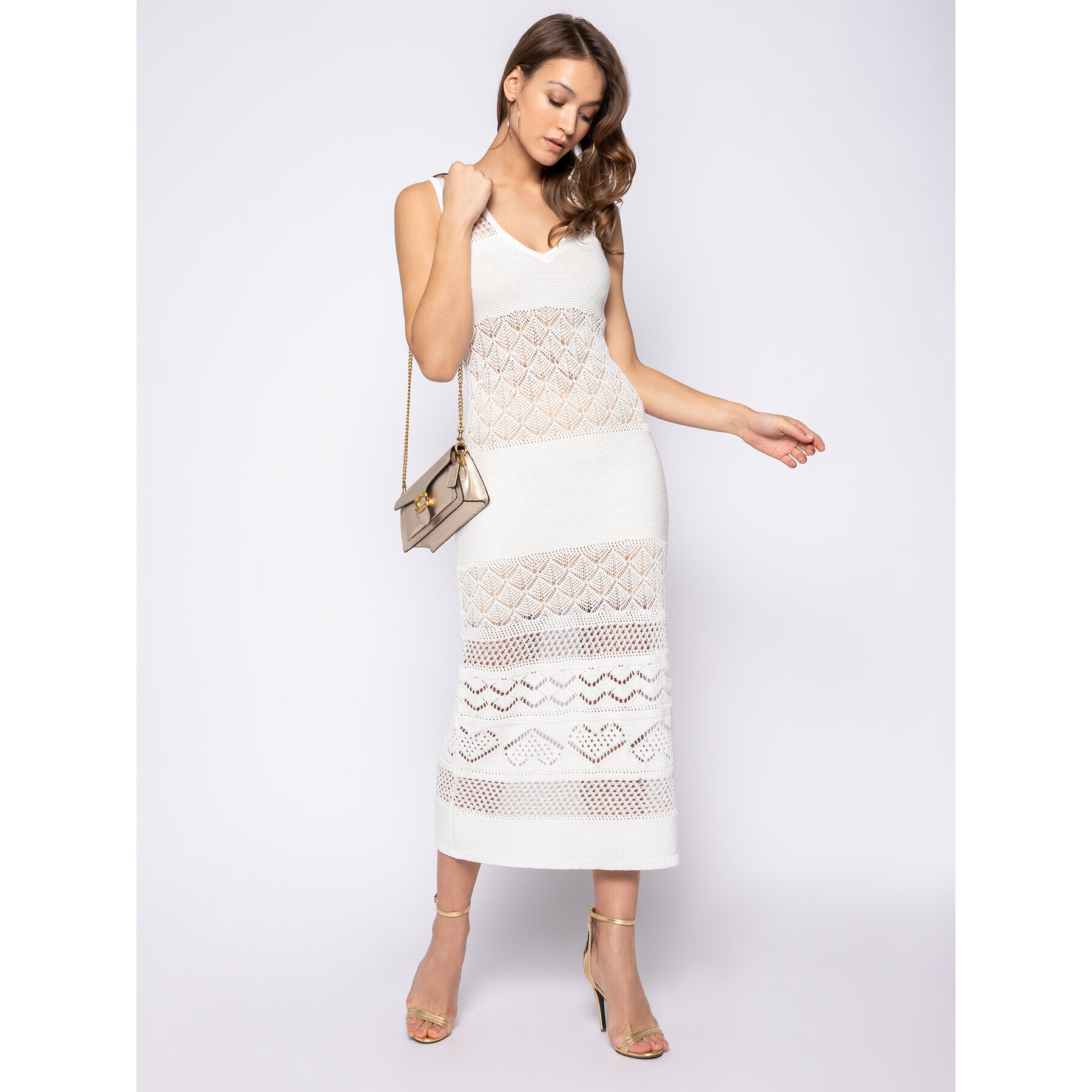 TWINSET Rochie tricotată 201LM3AAA Alb Regular Fit - Pled.ro