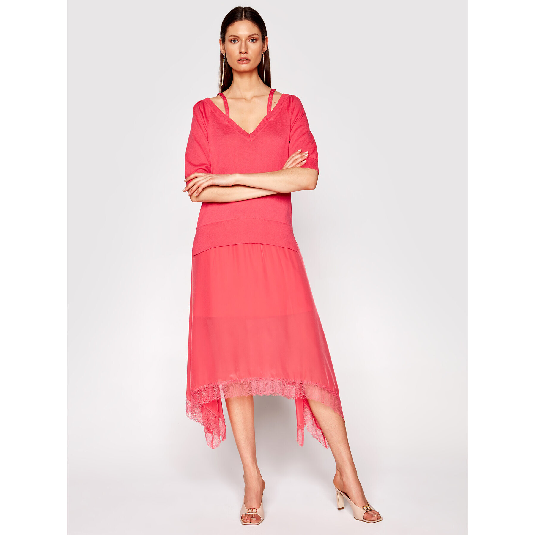 TWINSET Rochie tricotată 211TT3190 Roz Regular Fit - Pled.ro