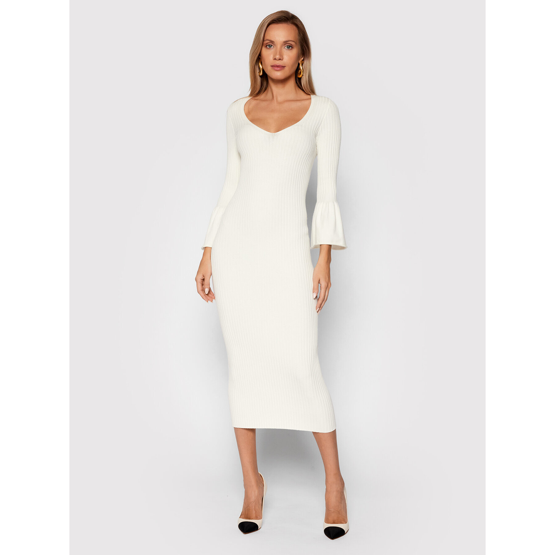 TWINSET Rochie tricotată 212TP3115 Alb Slim Fit - Pled.ro