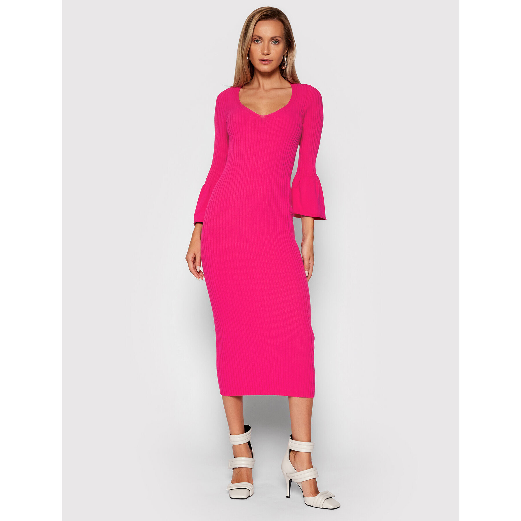 TWINSET Rochie tricotată 212TP3115 Roz Slim Fit - Pled.ro