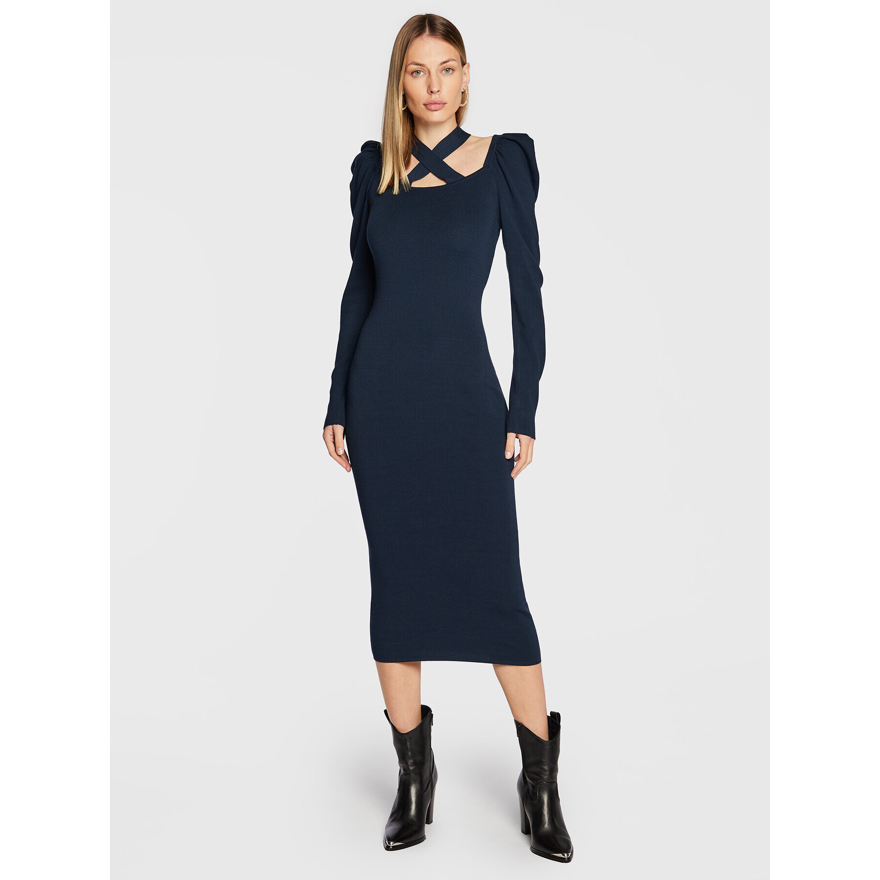 TWINSET Rochie tricotată 222TP3033 Bleumarin Slim Fit - Pled.ro