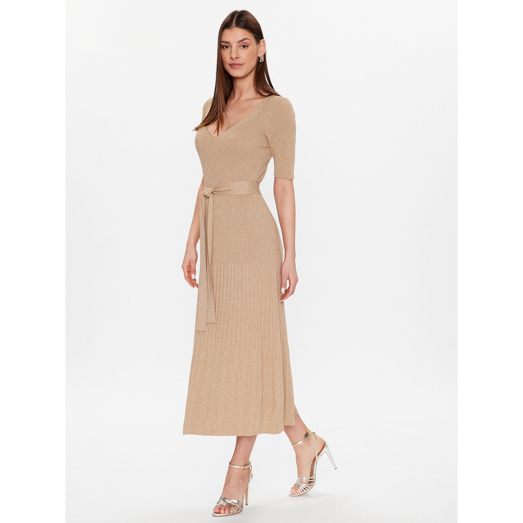 TWINSET Rochie tricotată 231TP320A Bej Regular Fit - Pled.ro