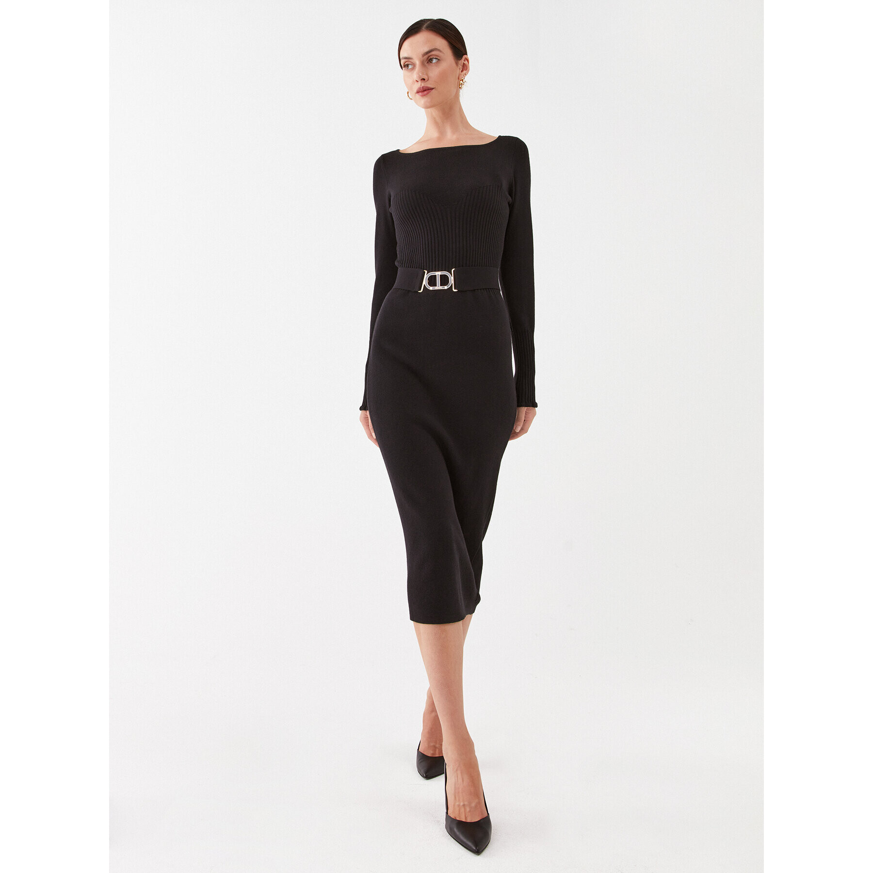 TWINSET Rochie tricotată 232TP3292 Negru Slim Fit - Pled.ro