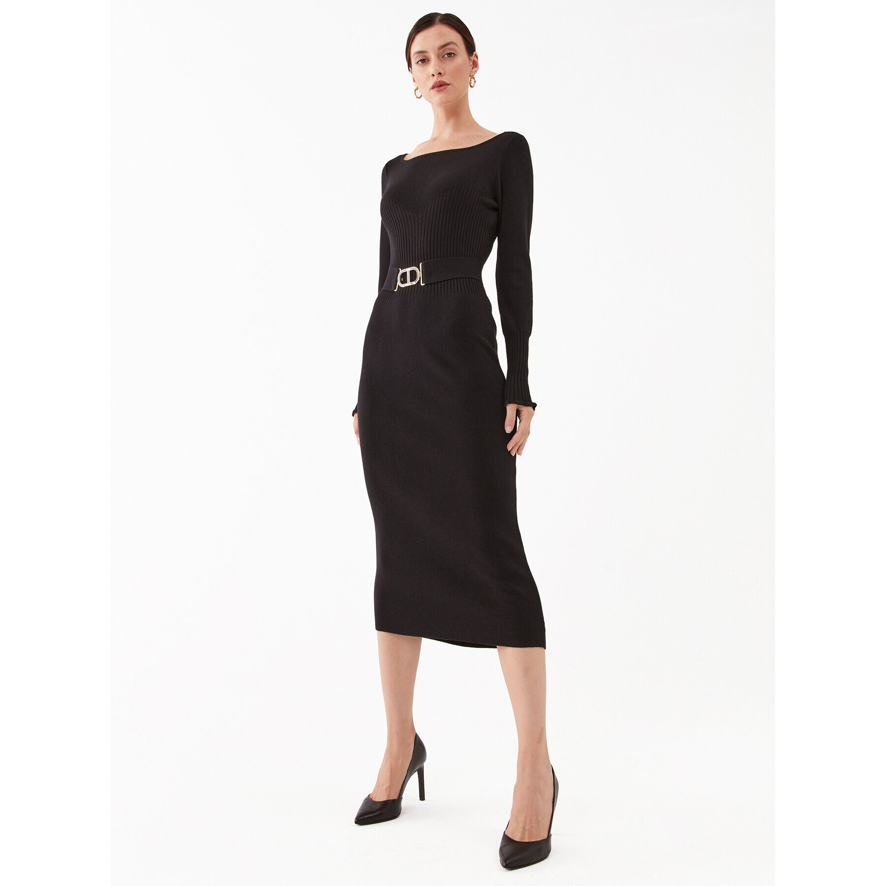 TWINSET Rochie tricotată 232TP3292 Negru Slim Fit - Pled.ro