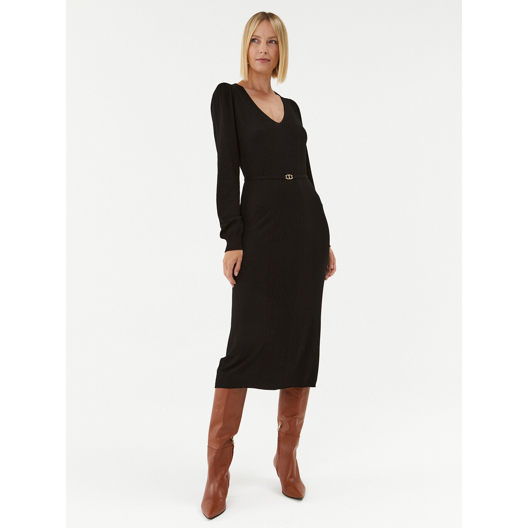 TWINSET Rochie tricotată 232TT3062 Negru Regular Fit - Pled.ro