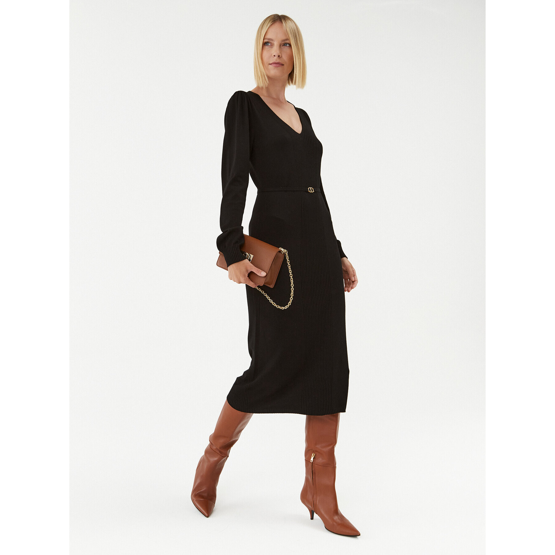 TWINSET Rochie tricotată 232TT3062 Negru Regular Fit - Pled.ro