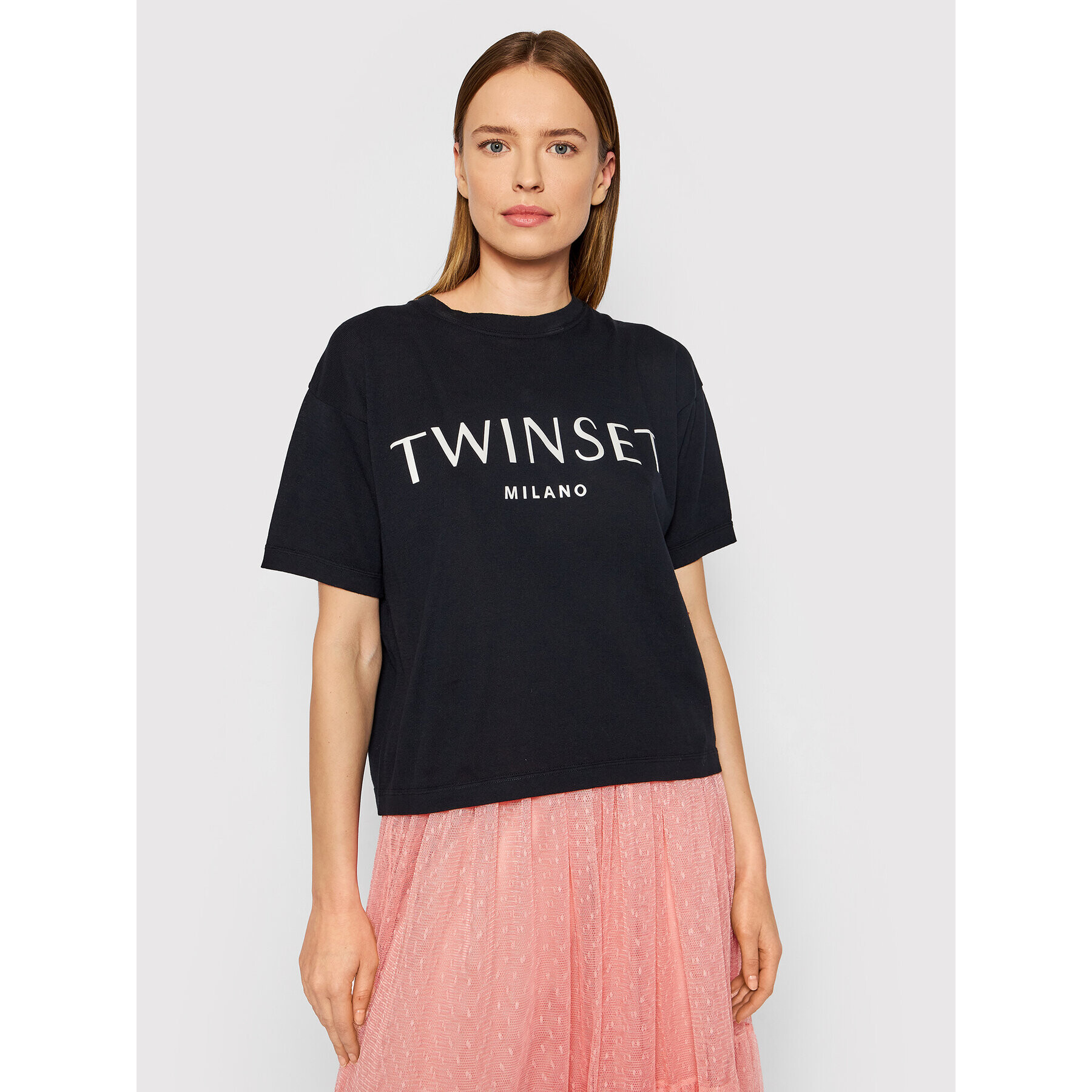 TWINSET Tricou 221TP3480 Negru Regular Fit - Pled.ro