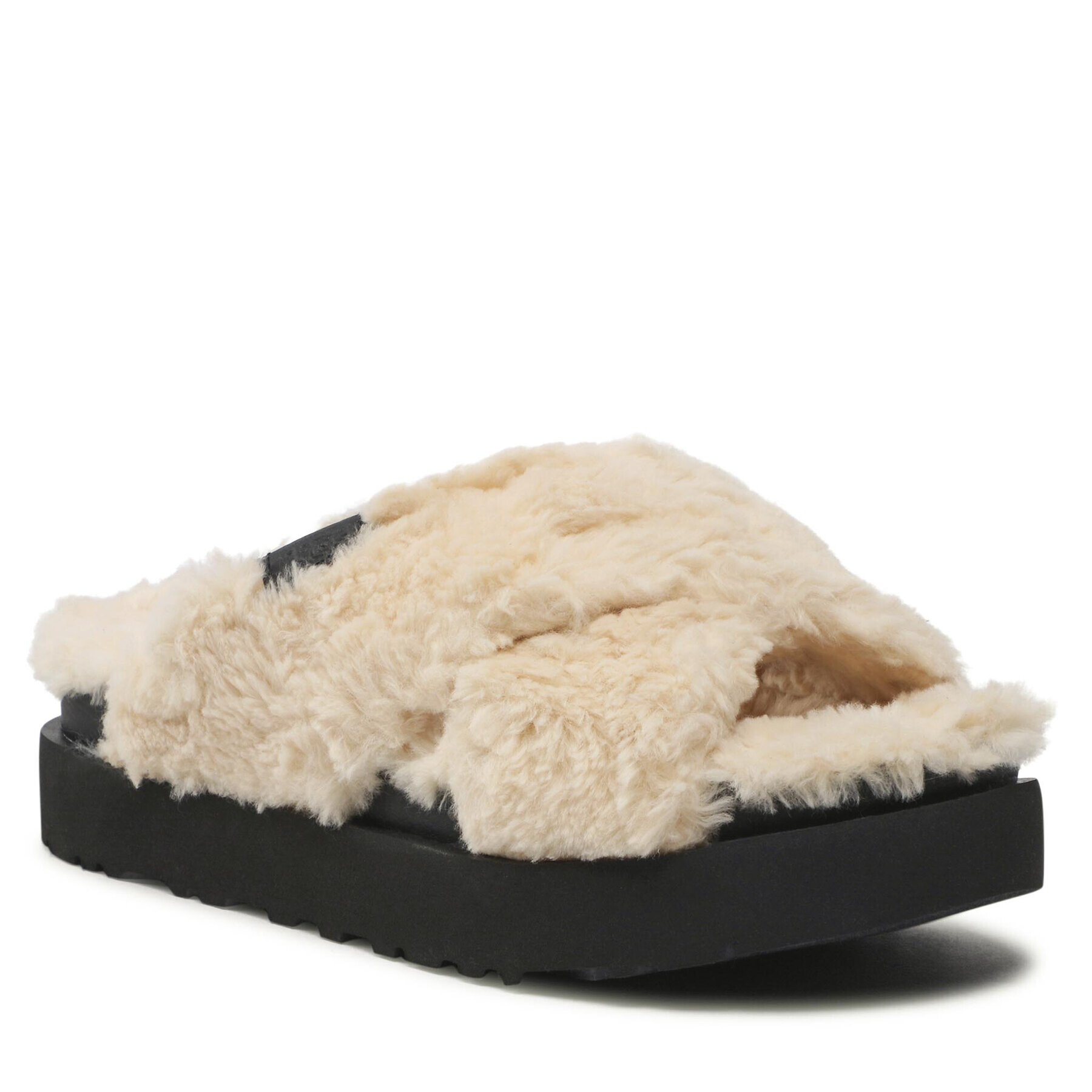 Ugg Șlapi W Fuzz Sugar Cross Slide 1135131 Bej - Pled.ro