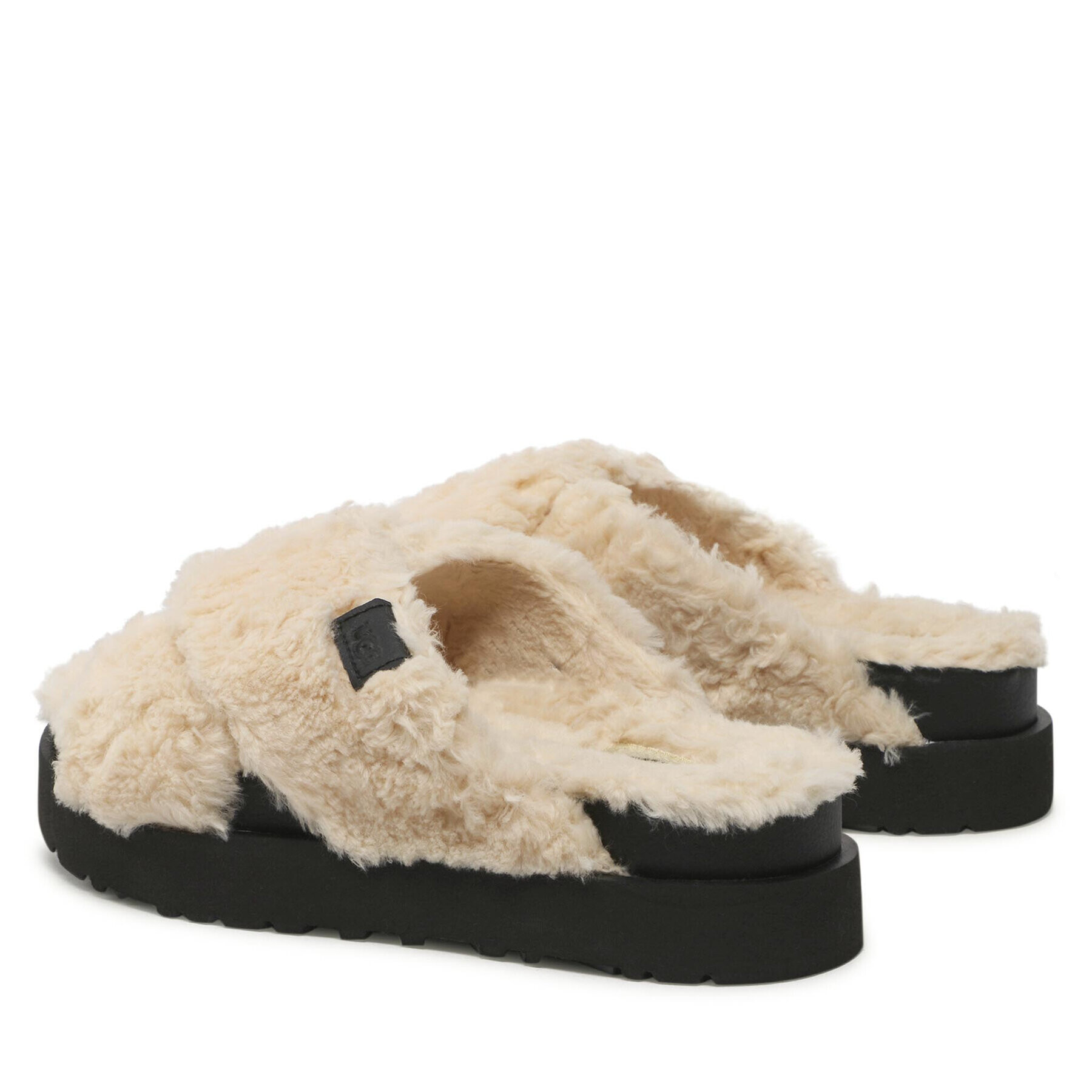 Ugg Șlapi W Fuzz Sugar Cross Slide 1135131 Bej - Pled.ro