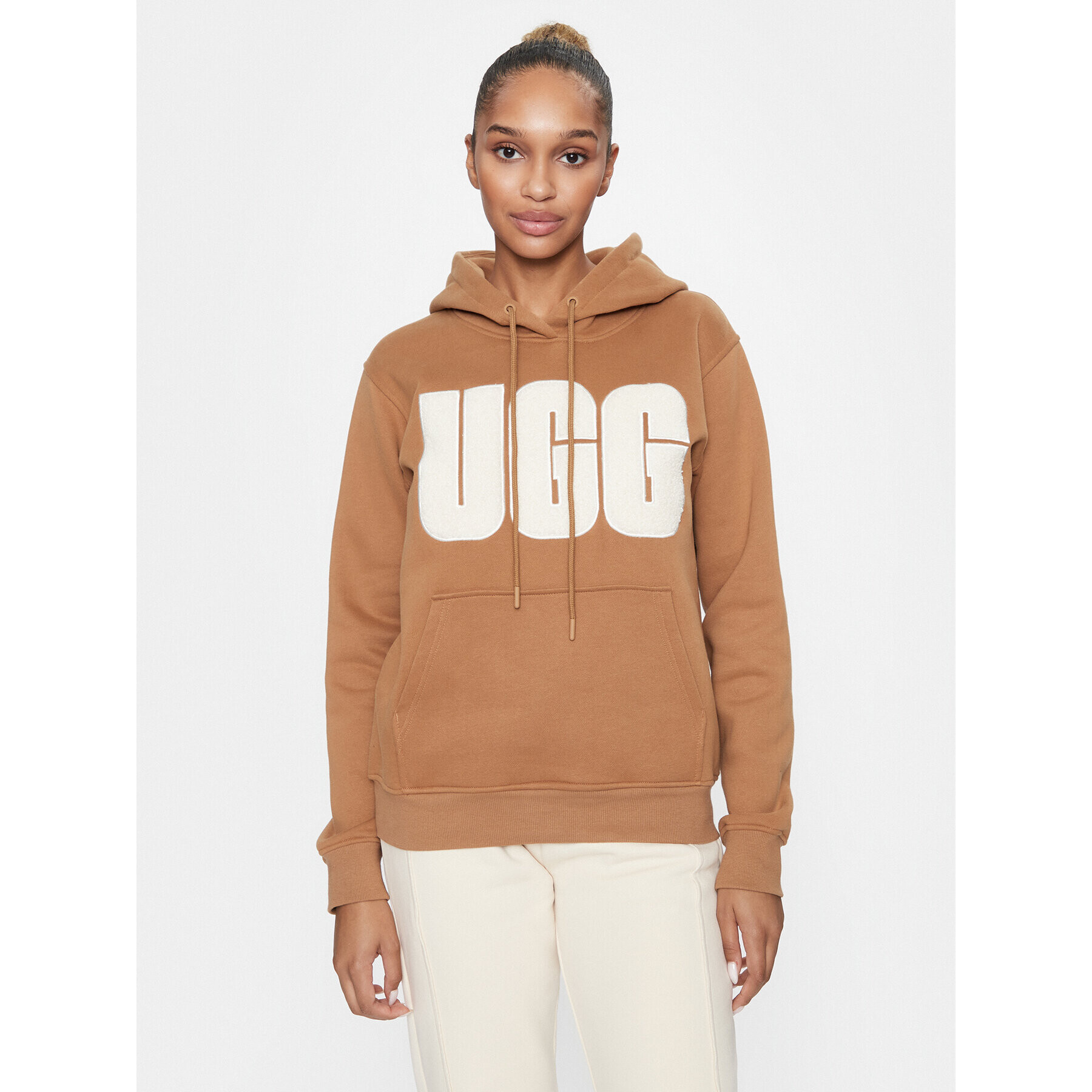 Ugg Bluză Rey fluff Logo Hoodie 1144506 Maro Regular Fit - Pled.ro