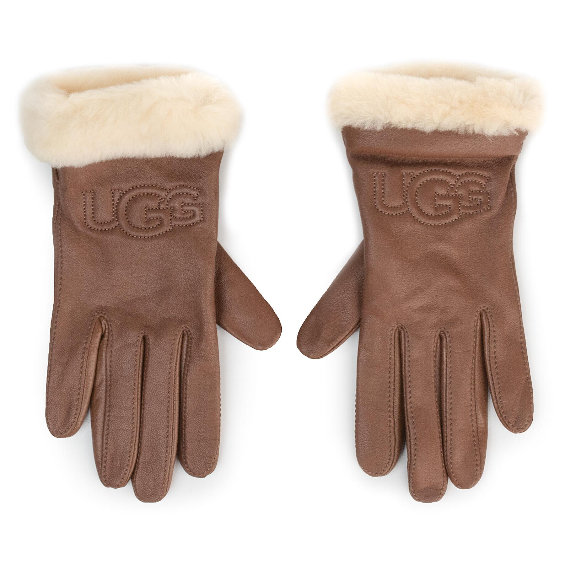 Ugg Mănuși de Damă W Classic Leather Logo Glove 19034 Maro - Pled.ro