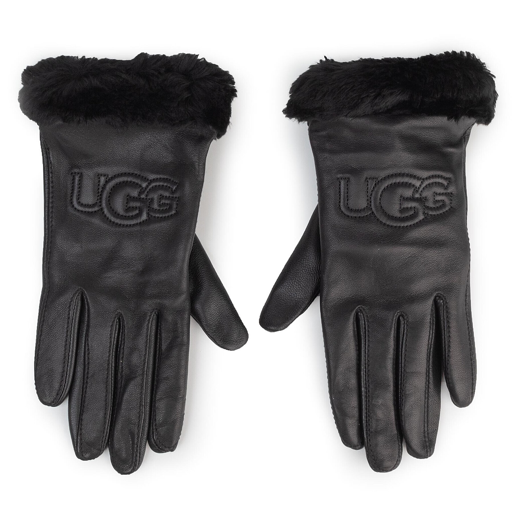 Ugg Mănuși de Damă W Classic Leather Logo Glove 19034 Negru - Pled.ro