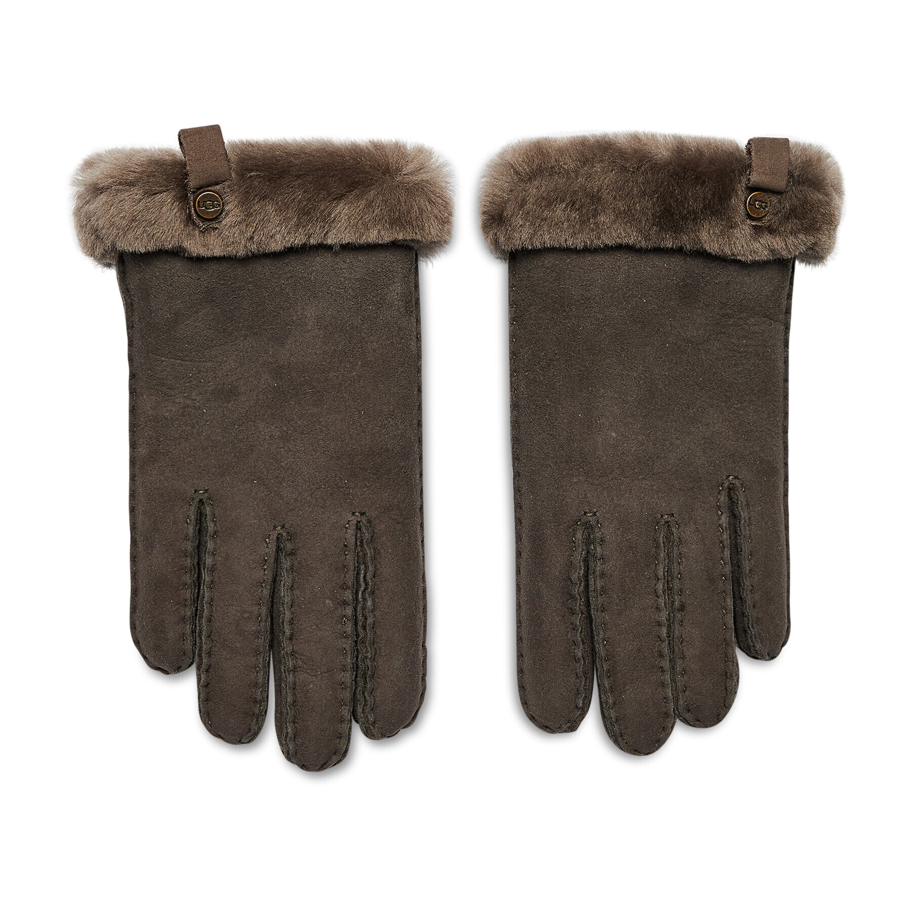 Ugg Mănuși de Damă W Shorty Glove W Leather Trim 17367 Maro - Pled.ro