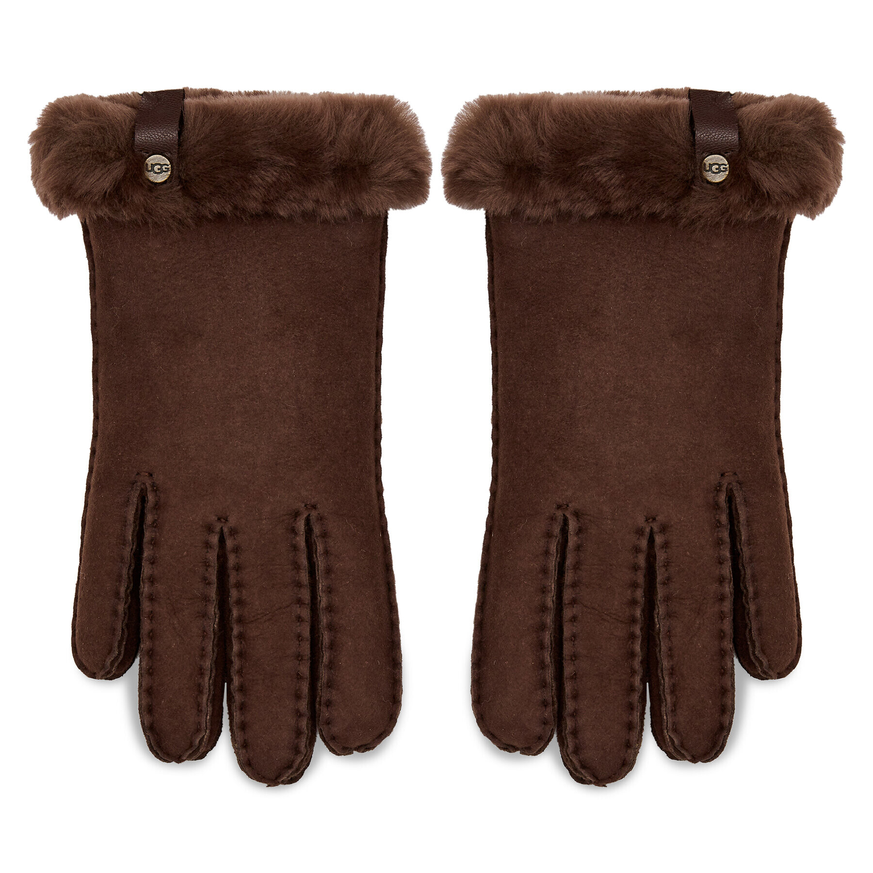 Ugg Mănuși de Damă W Shorty Glove W Leather Trim 17367 Maro - Pled.ro