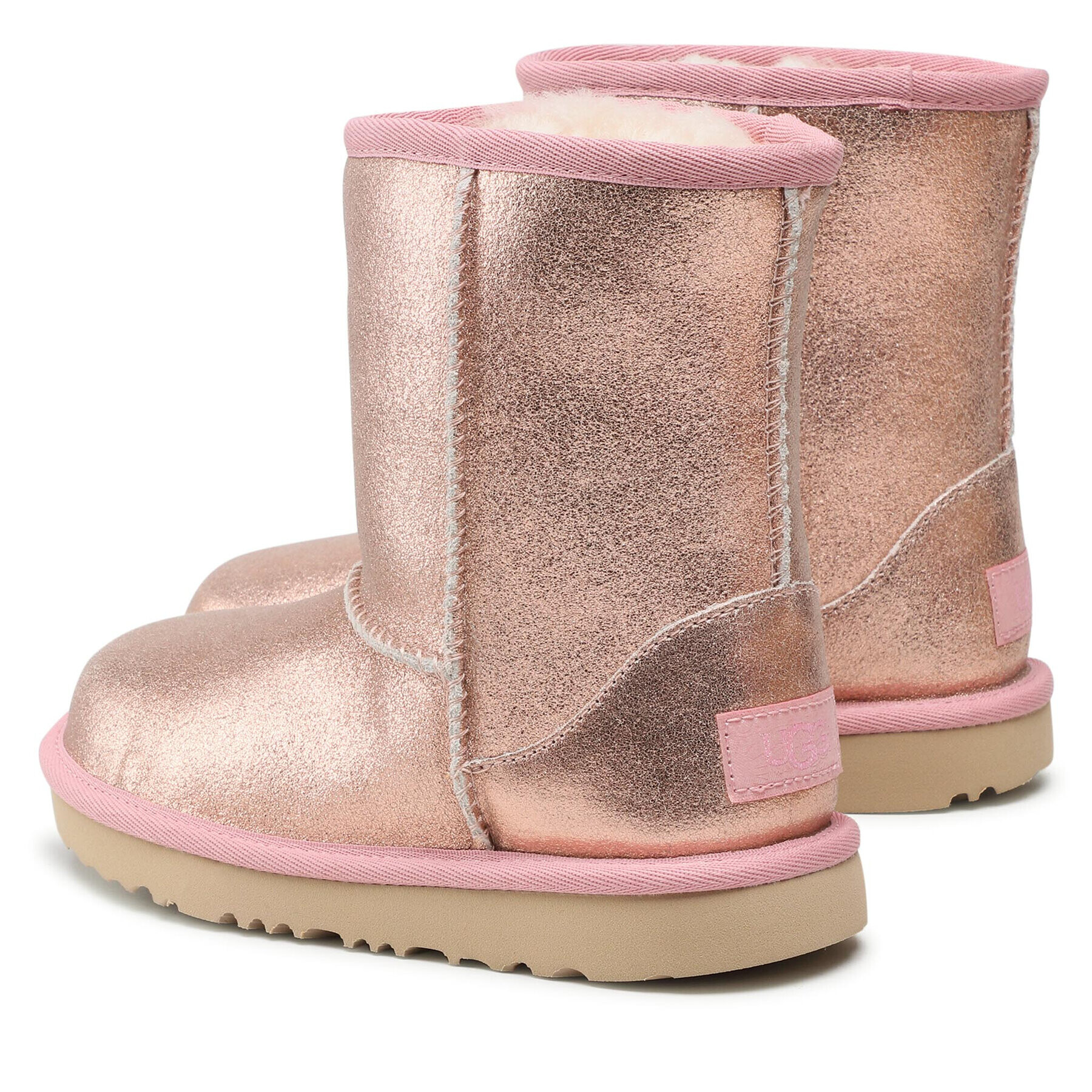 Ugg Pantofi Kids' Classic II Metallic Glitter 1123663K Roz - Pled.ro