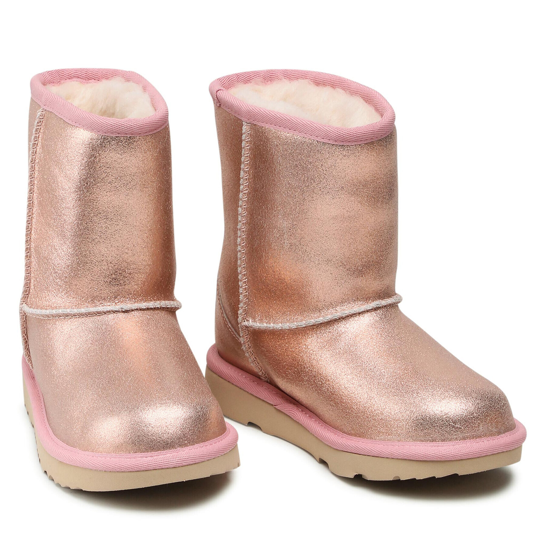 Ugg Pantofi Kids' Classic II Metallic Glitter 1123663K Roz - Pled.ro