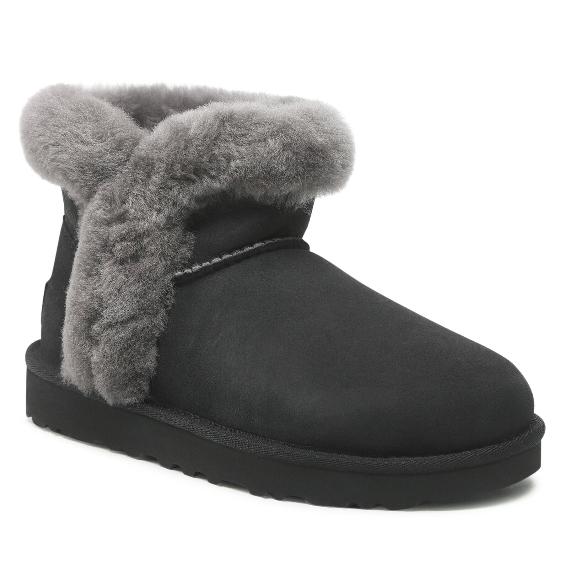 Ugg Pantofi W Classic Mini Heritage Fluff 1130590 Negru - Pled.ro