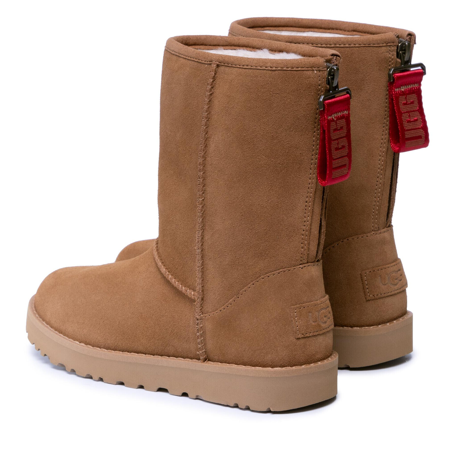 Ugg Pantofi W Classic Short Logo Zip 1122672 Maro - Pled.ro