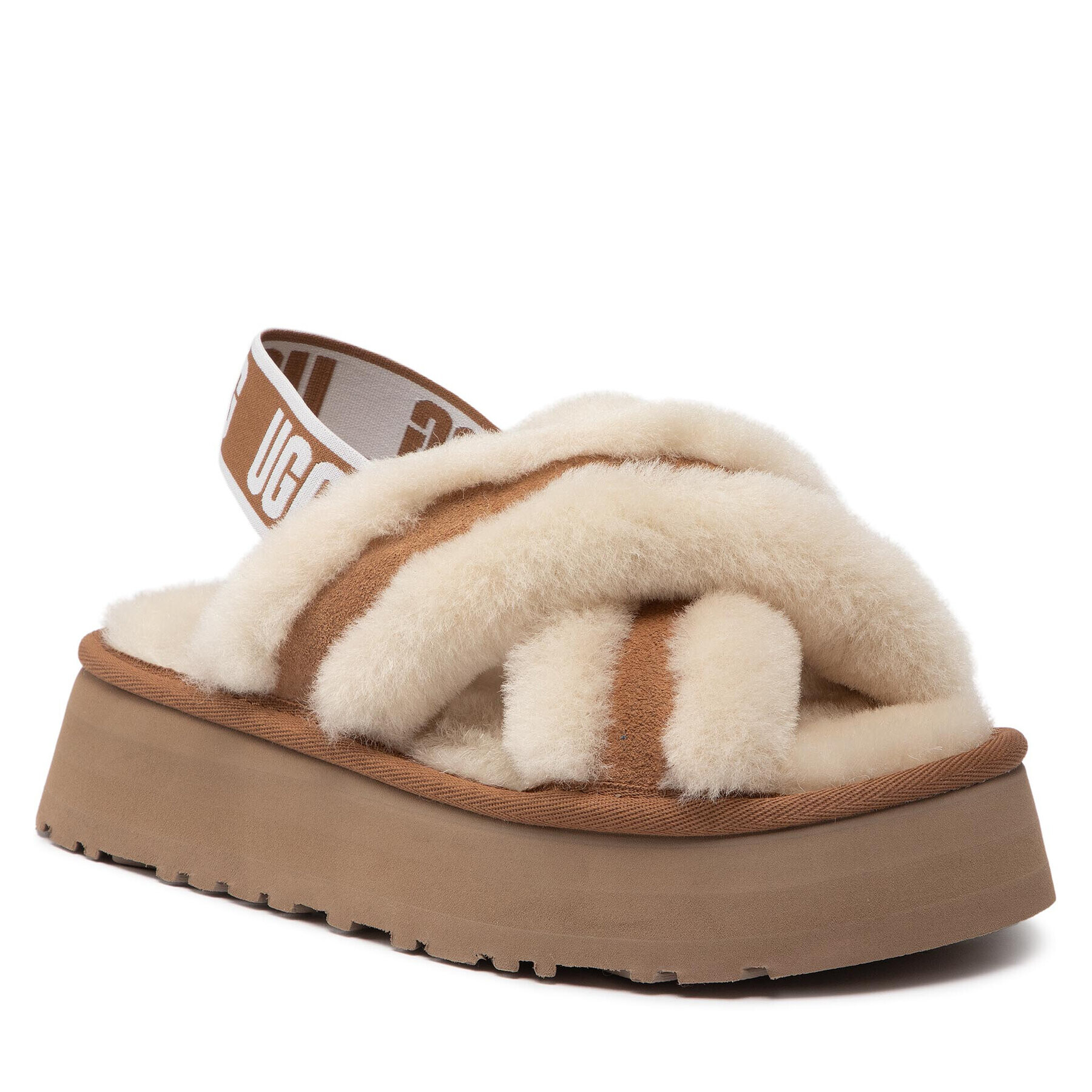 Ugg Papuci de casă W Disco Cross Slide 1121550 Bej - Pled.ro