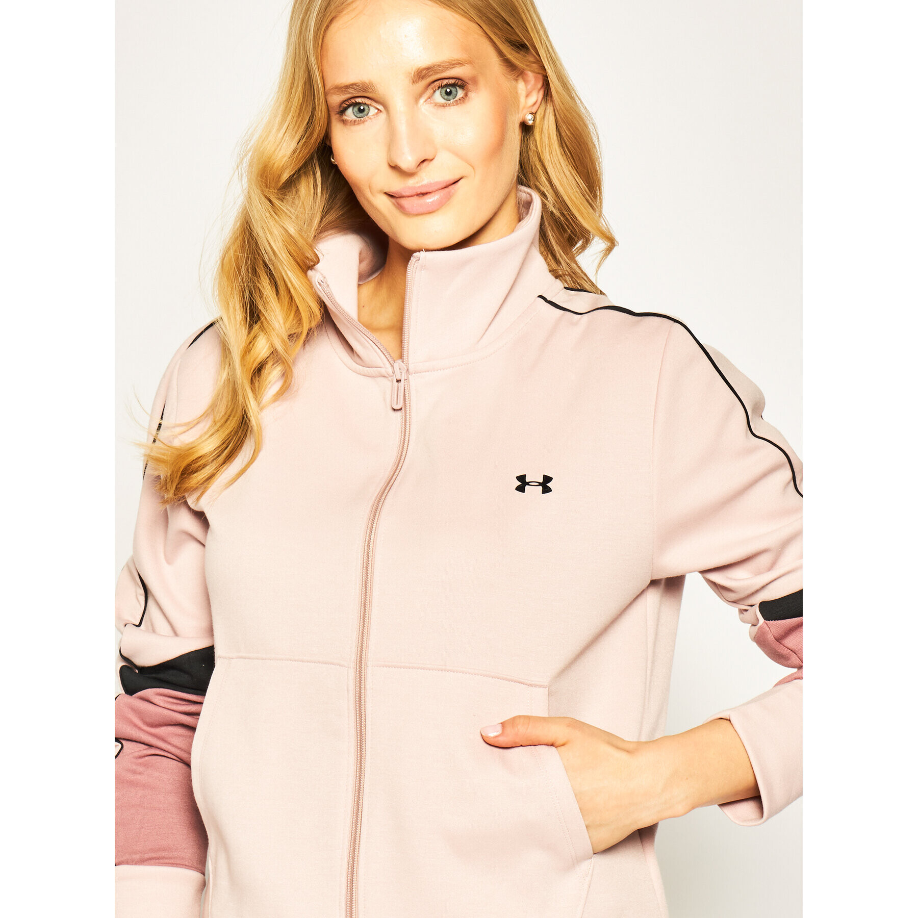 Under Armour Bluză Double Knit Full Zip 1351795 Roz Loose Fit - Pled.ro