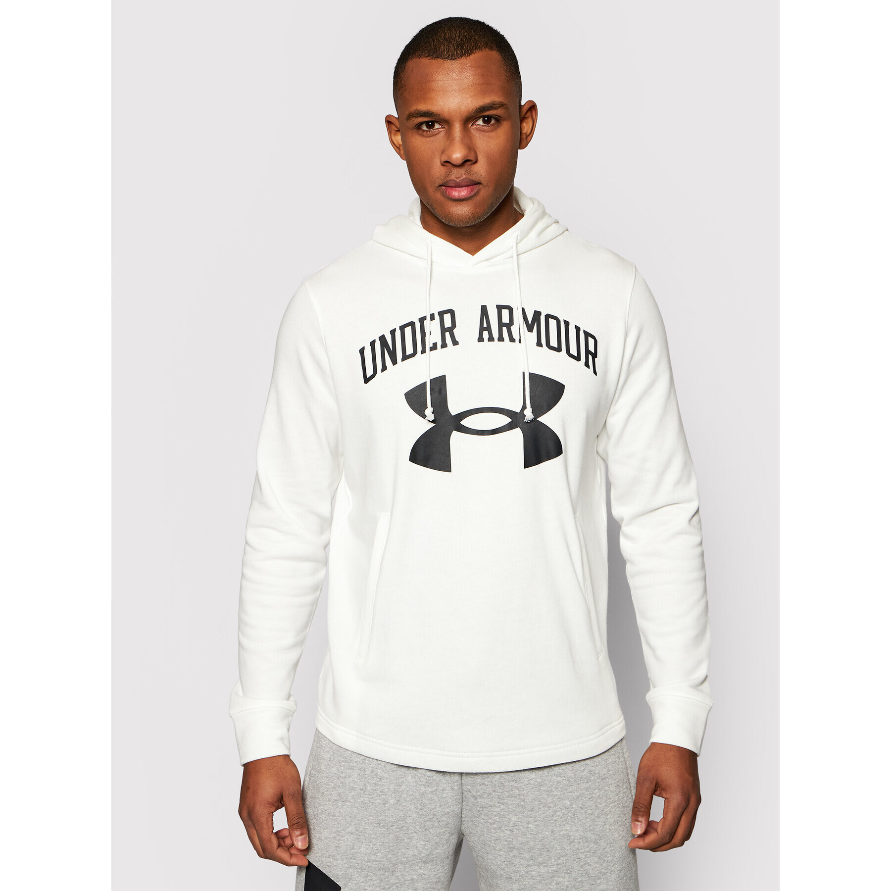 Under Armour Bluză Rival Terry Big Logo 1361559 Alb Loose Fit - Pled.ro