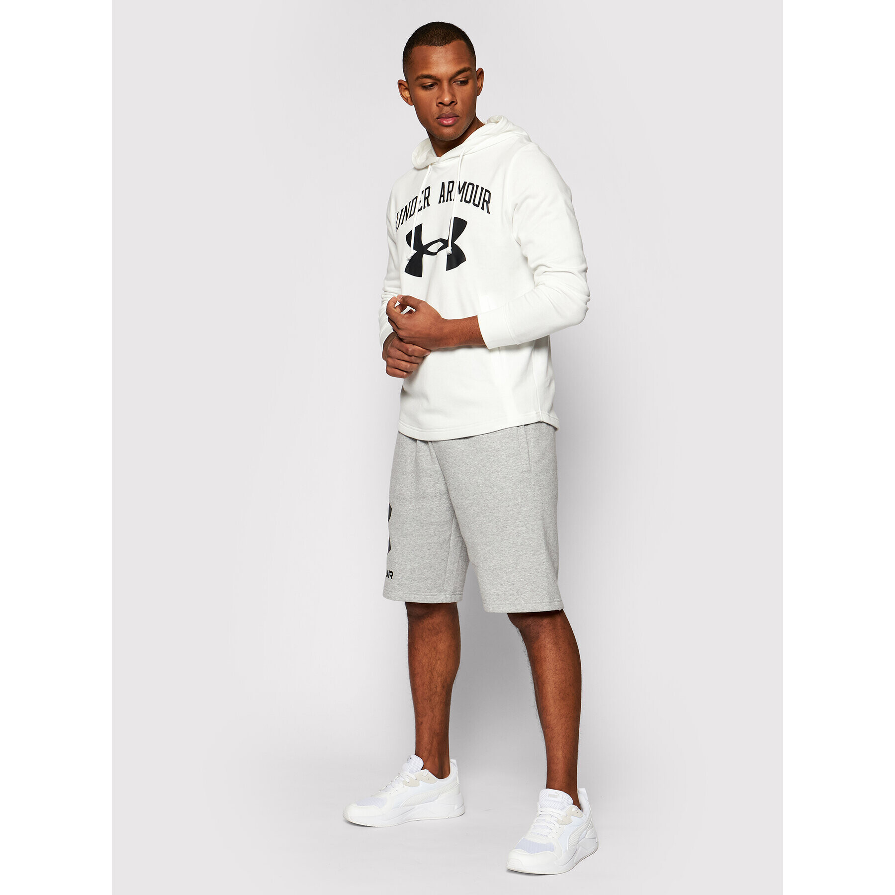 Under Armour Bluză Rival Terry Big Logo 1361559 Alb Loose Fit - Pled.ro